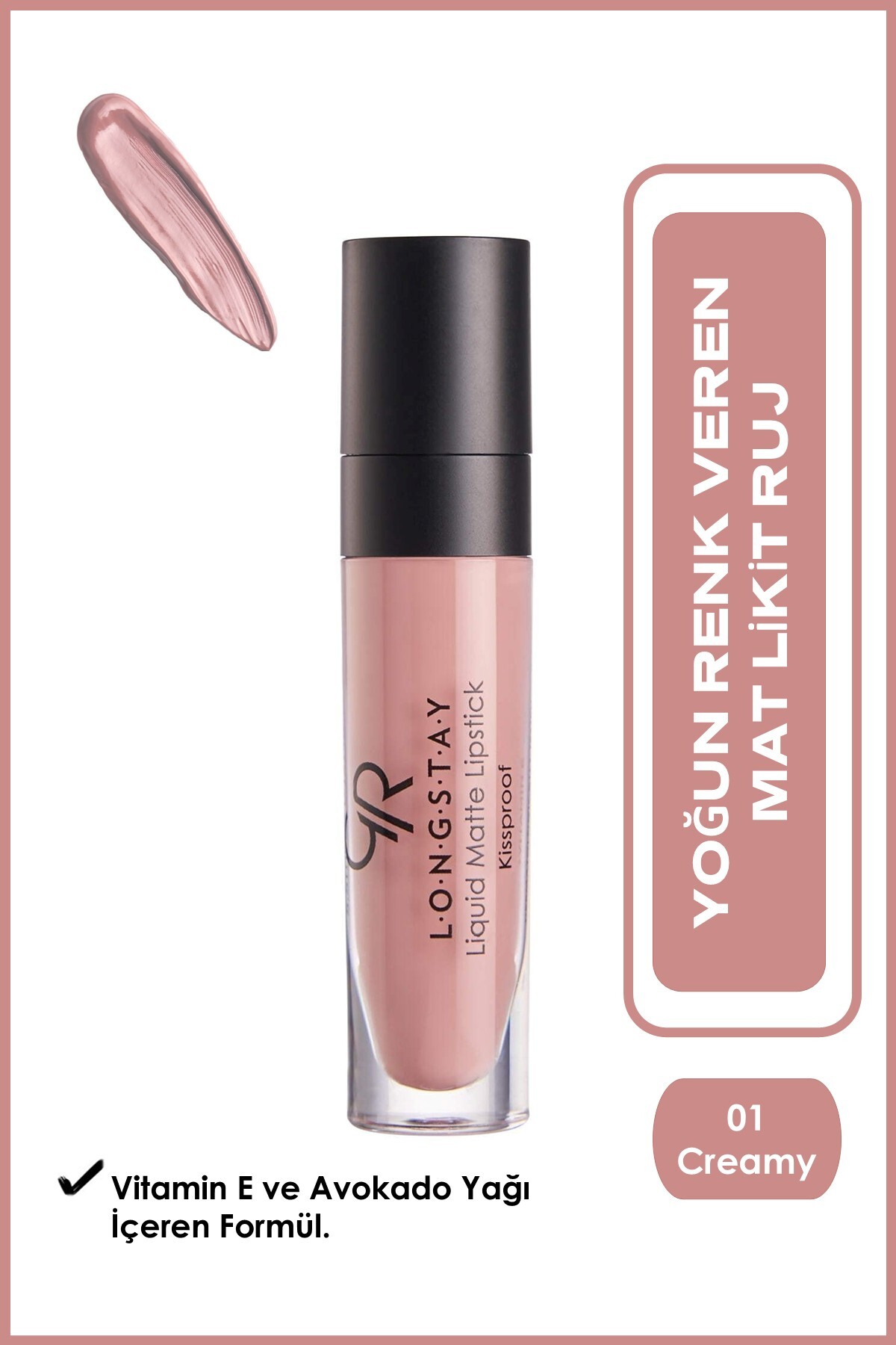 Golden Rose Longstay Liquid Matte Lipstick No: 01 - Bulaşmayan Kalıcı Likit Mat Ruj