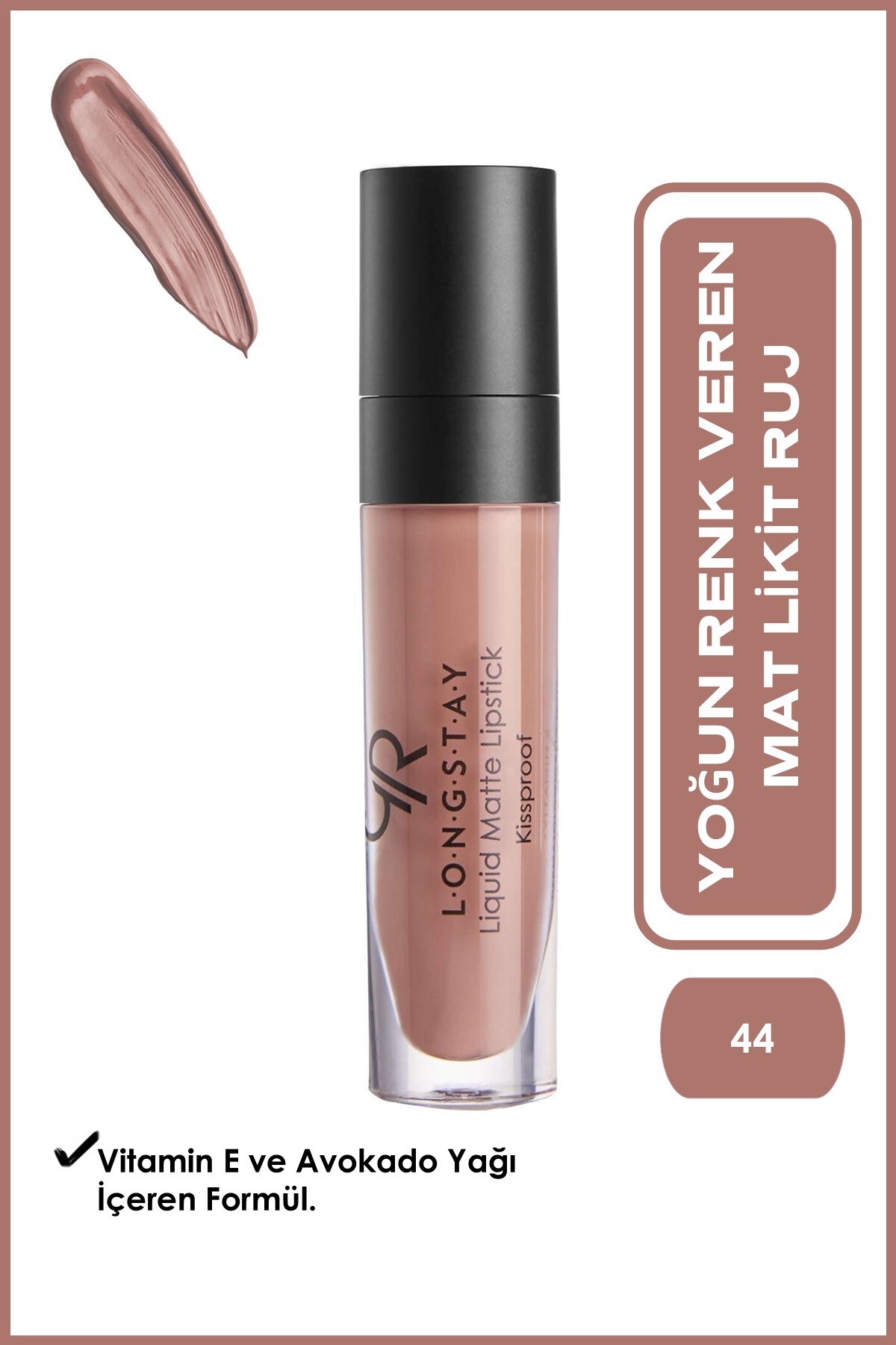 Golden Rose Longstay Liquid Matte Lipstick No: 44 - Bulaşmayan Kalıcı Likit Mat Ruj