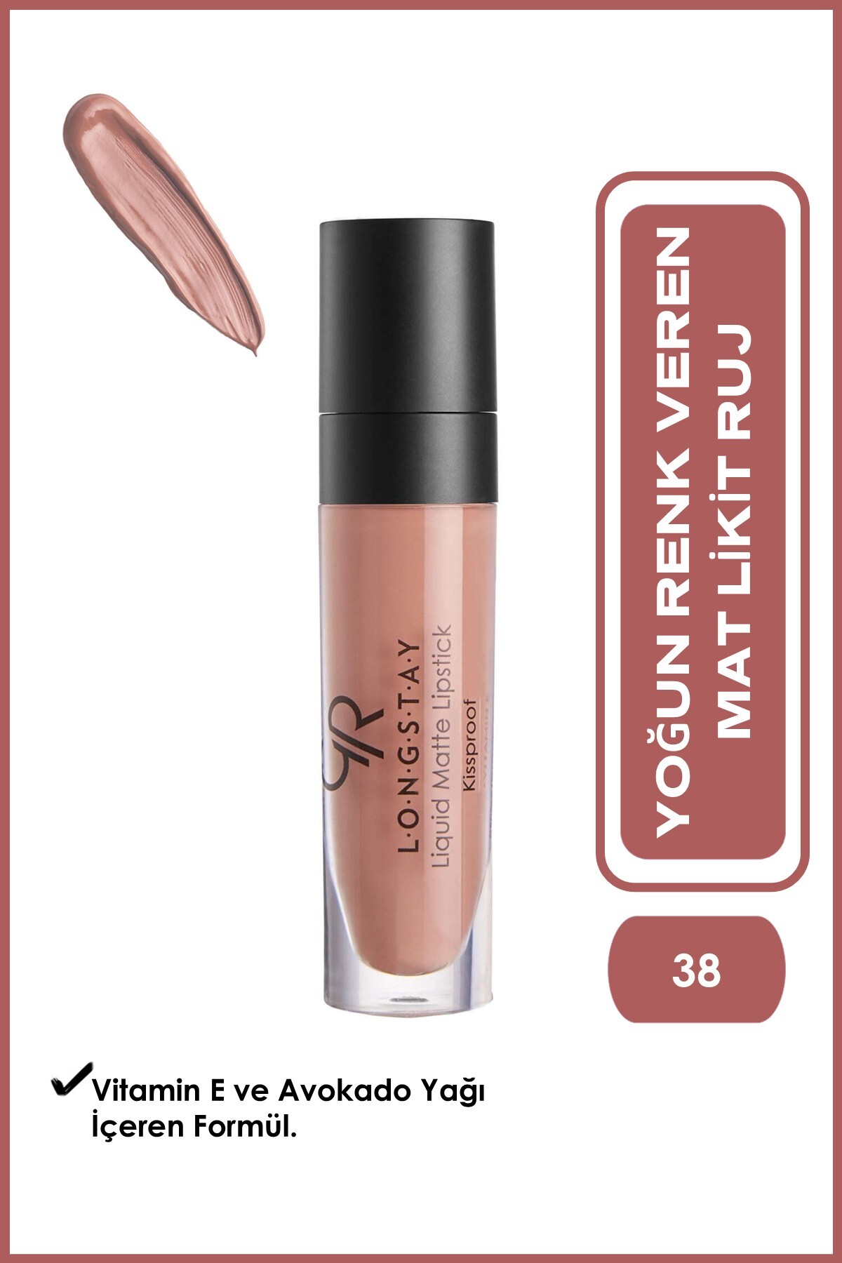 Golden Rose Longstay Liquid Matte Lipstick No: 38 - Bulaşmayan Kalıcı Likit Mat Ruj