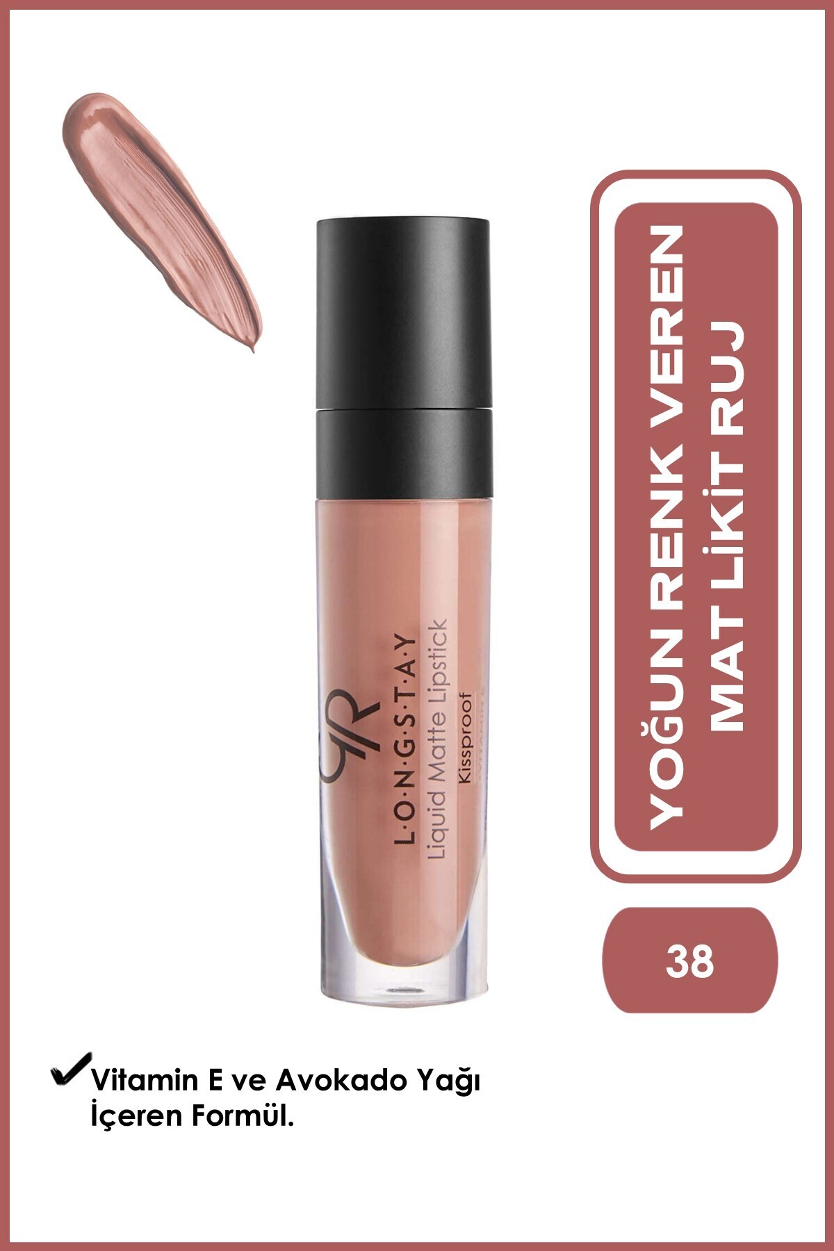 Golden Rose Longstay Liquid Matte Lipstick No: 38 - Bulaşmayan Kalıcı Likit Mat Ruj