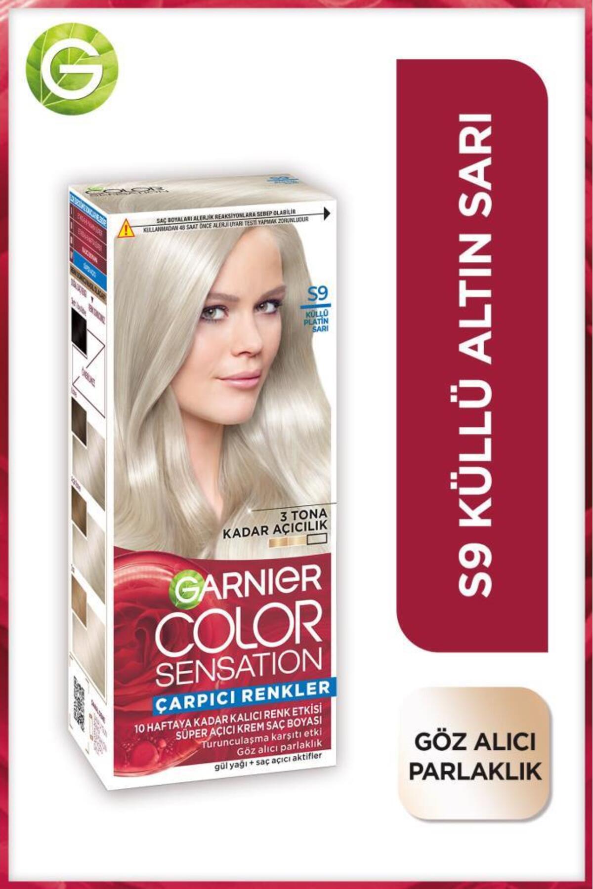 Garnier Çarpıcı Renkler, S9 Küllü Platin Sarı, Kalıcı Krem Saç Boyası, Demikit
