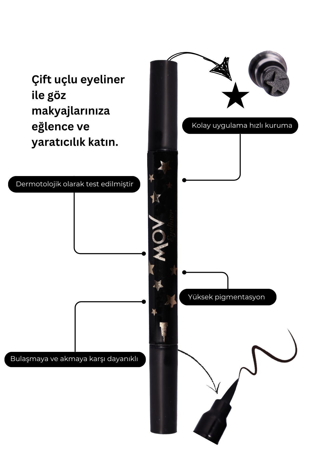 MOV Yıldız Desenli Eyeliner - Siyah