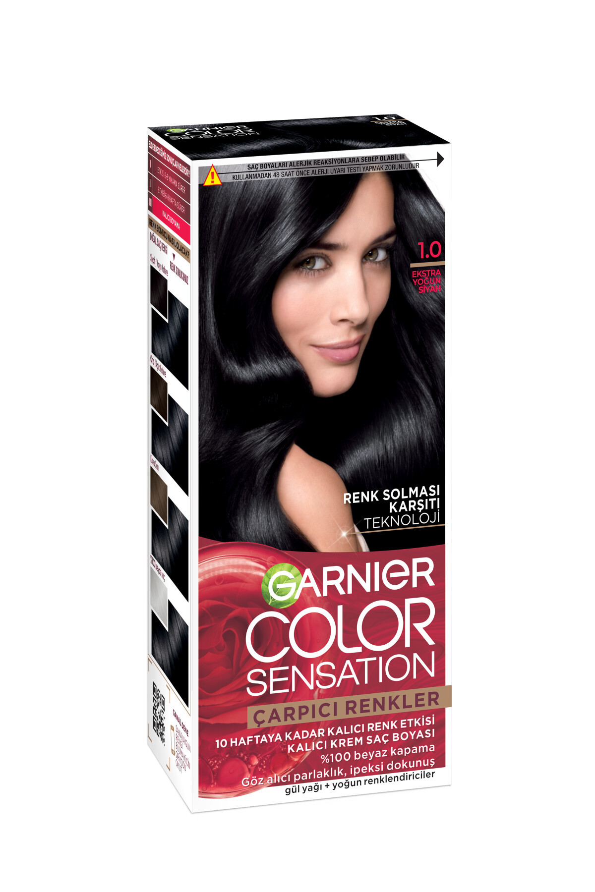 Garnier Çarpıcı Renkler, 1.0 Ekstra Yoğun Siyah, Kalıcı Krem Saç Boyası, Demikit