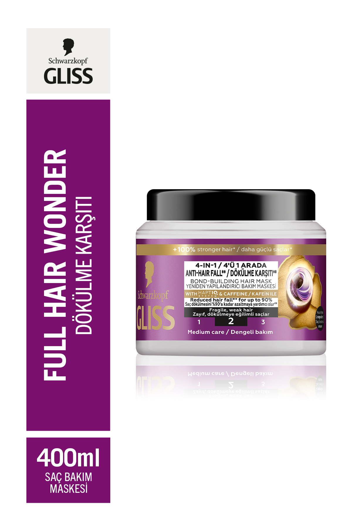 Gliss Full Hair Wonder Kafein & Peptit Saç Dökülme Karşıtı Saç Maskesi 400 ml Dökümeye Eğilimli Saçlar
