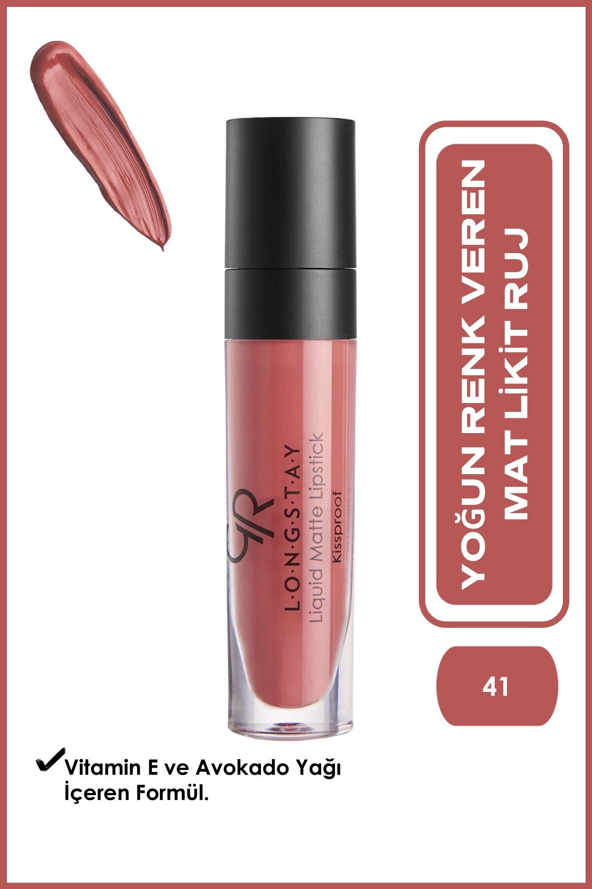 Golden Rose Longstay Liquid Matte Lipstick No: 41 - Bulaşmayan Kalıcı Likit Mat Ruj