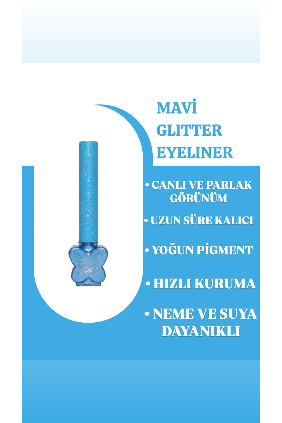 MOV Glitter Eyeliner Mavi – Işıltılı ve Uzun Süre Kalıcı Göz Makyajı