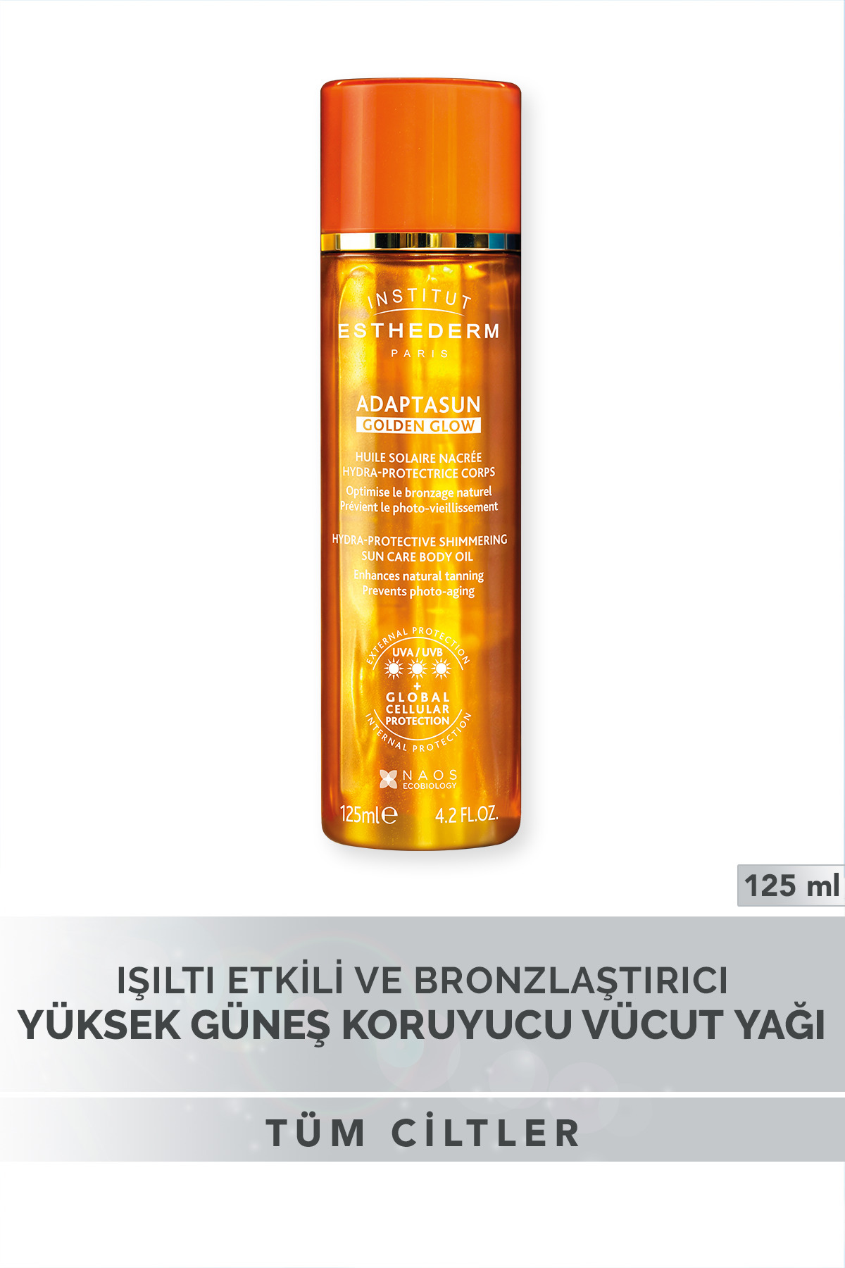 Institut Esthederm Adaptasun Hydra-Protective Golden Glow Sun Care Body Oil Işıltılı Spf Vücut Yağı 125 Ml