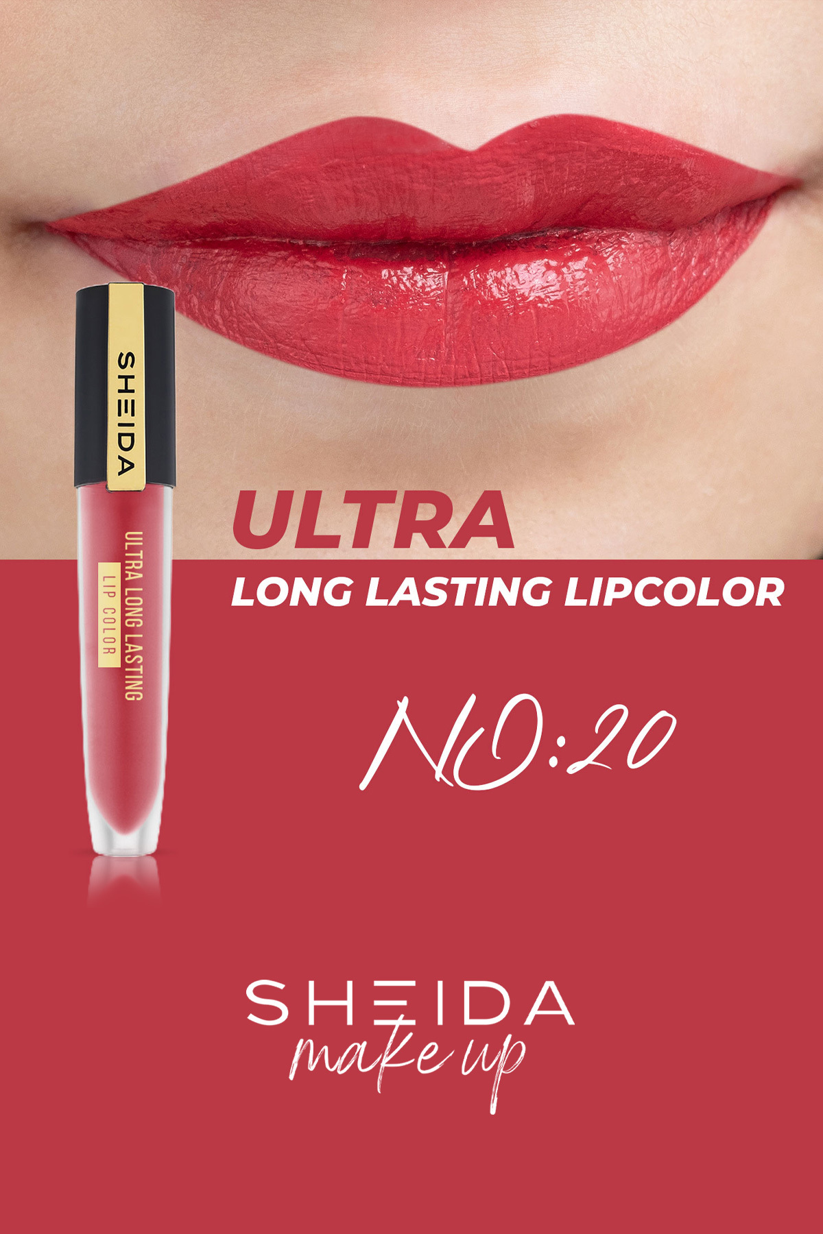 Sheida Long Lasting Uzun Süre Kalıcı Mat Likit Ruj - Yoğun Pigment & E Vitaminli Formül - No 20