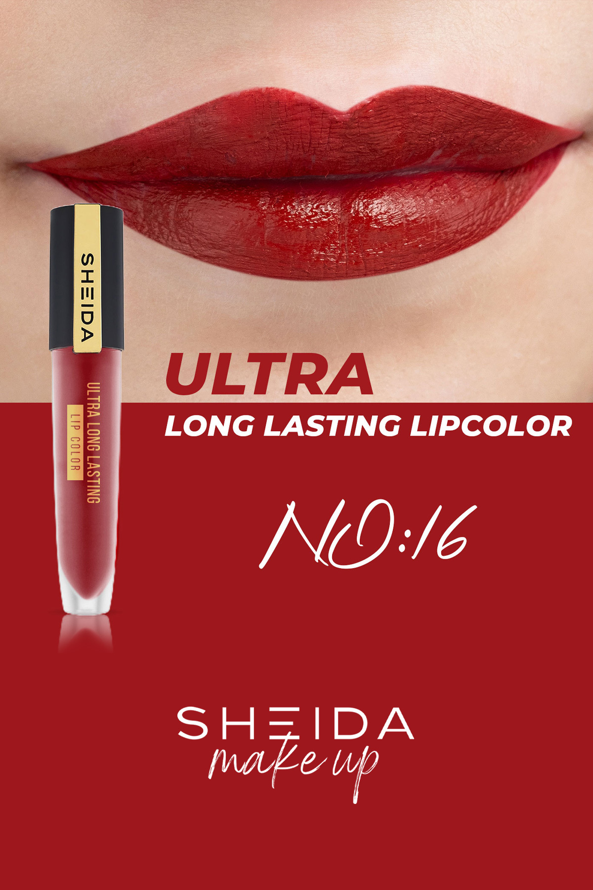 Sheida Long Lasting Uzun Süre Kalıcı Mat Likit Ruj - Yoğun Pigment & E Vitaminli Formül - No 16