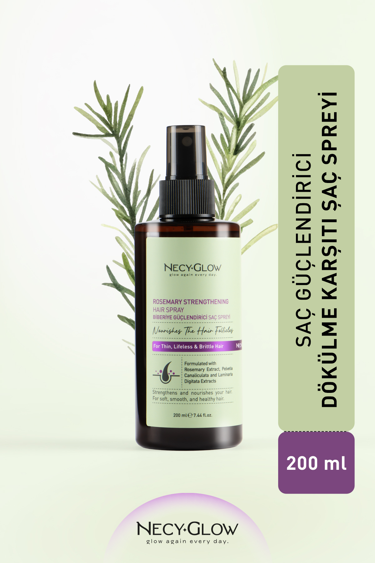 NECY GLOW Biberiye Saç Oluşumu Destekleyen Saç Spreyi(SAÇ DÖKÜLMESİ KARŞITI) 200 ML SAÇ TONİĞİ