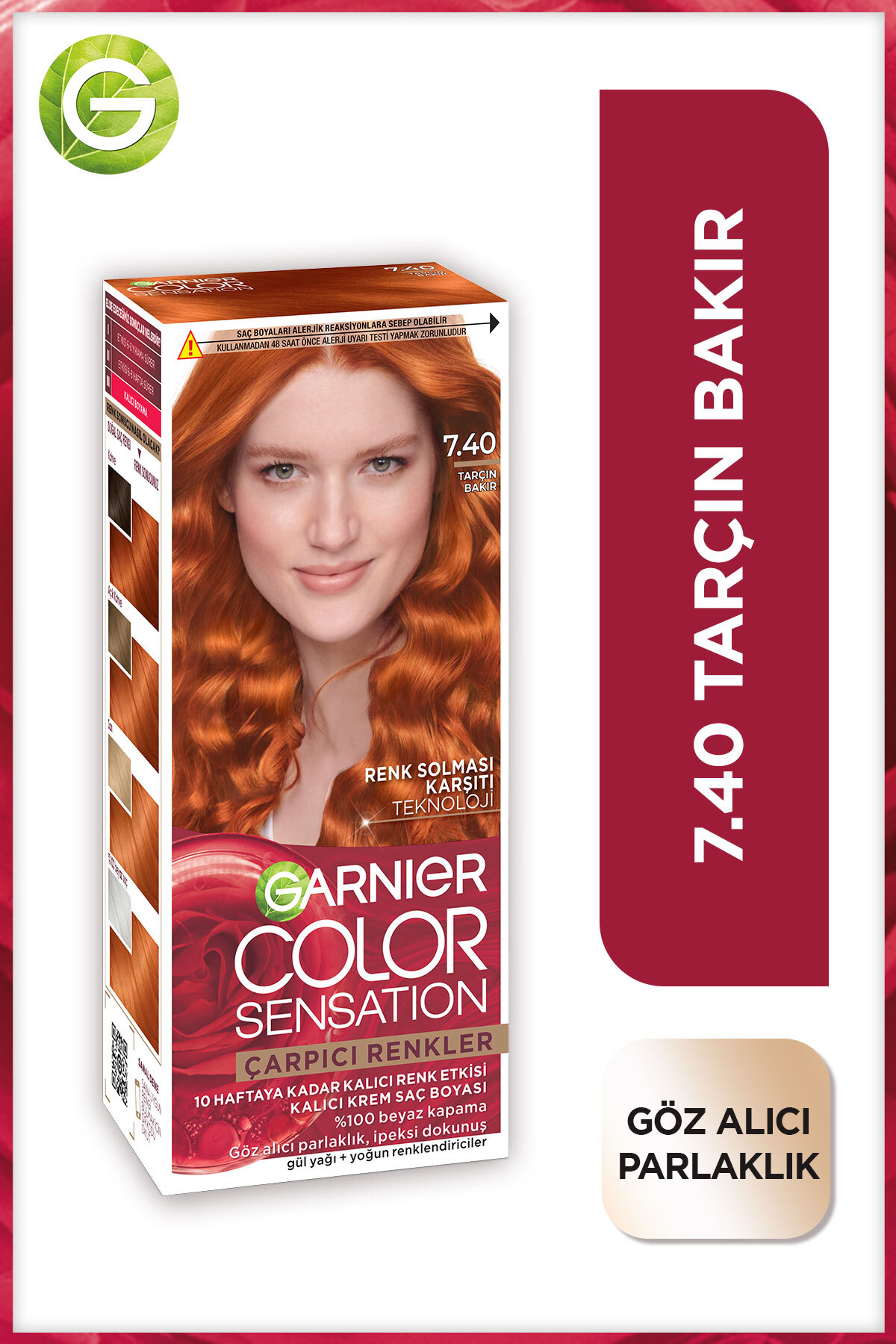Garnier Çarpıcı Renkler, 7.40 Tarçın Bakır, Kalıcı Krem Saç Boyası, Demikit