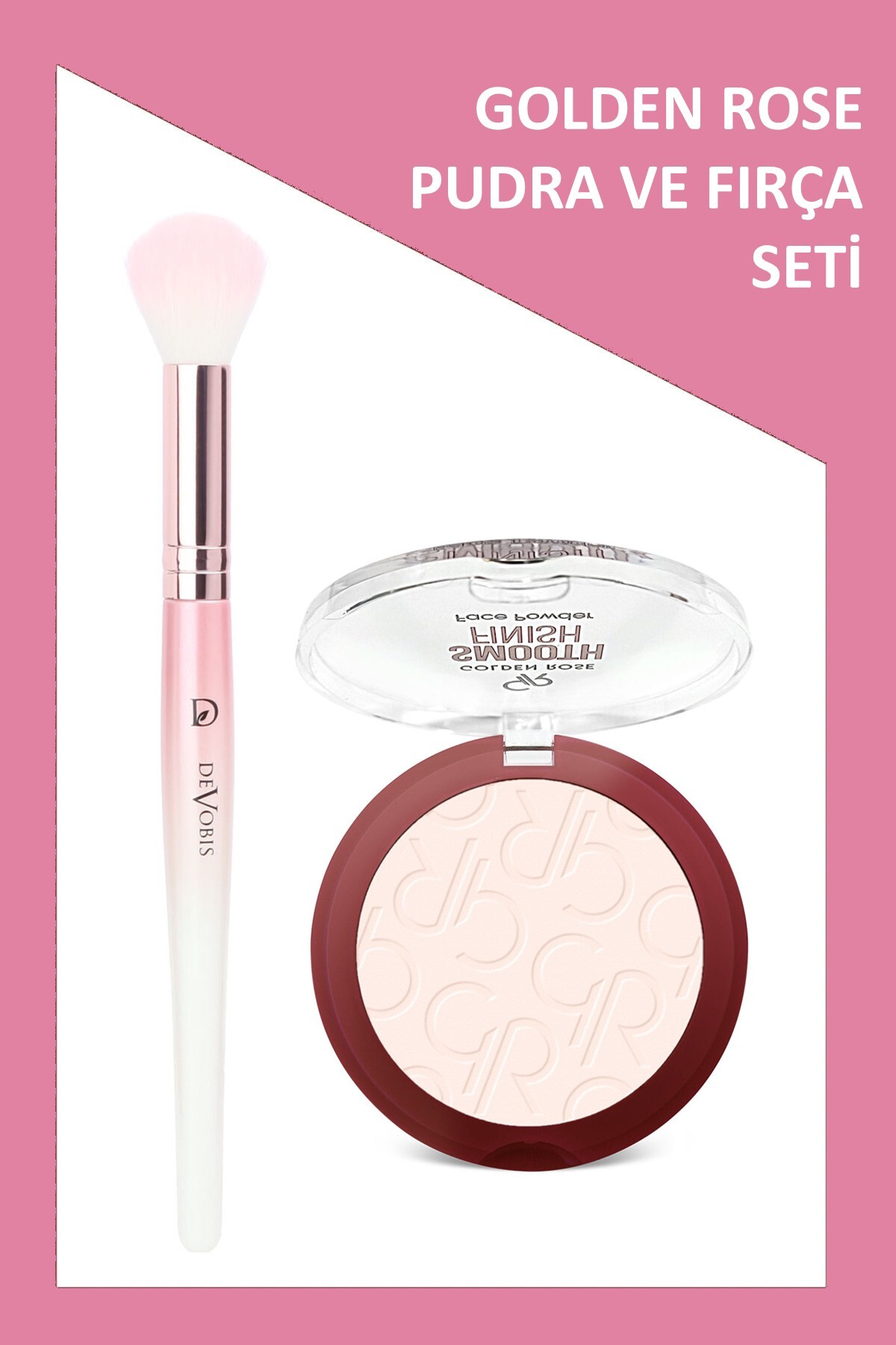 Golden Rose Devobis Precision Face Brush - Hassas Yüz Fırçası ve Smooth Face Powder No: 201 Seti