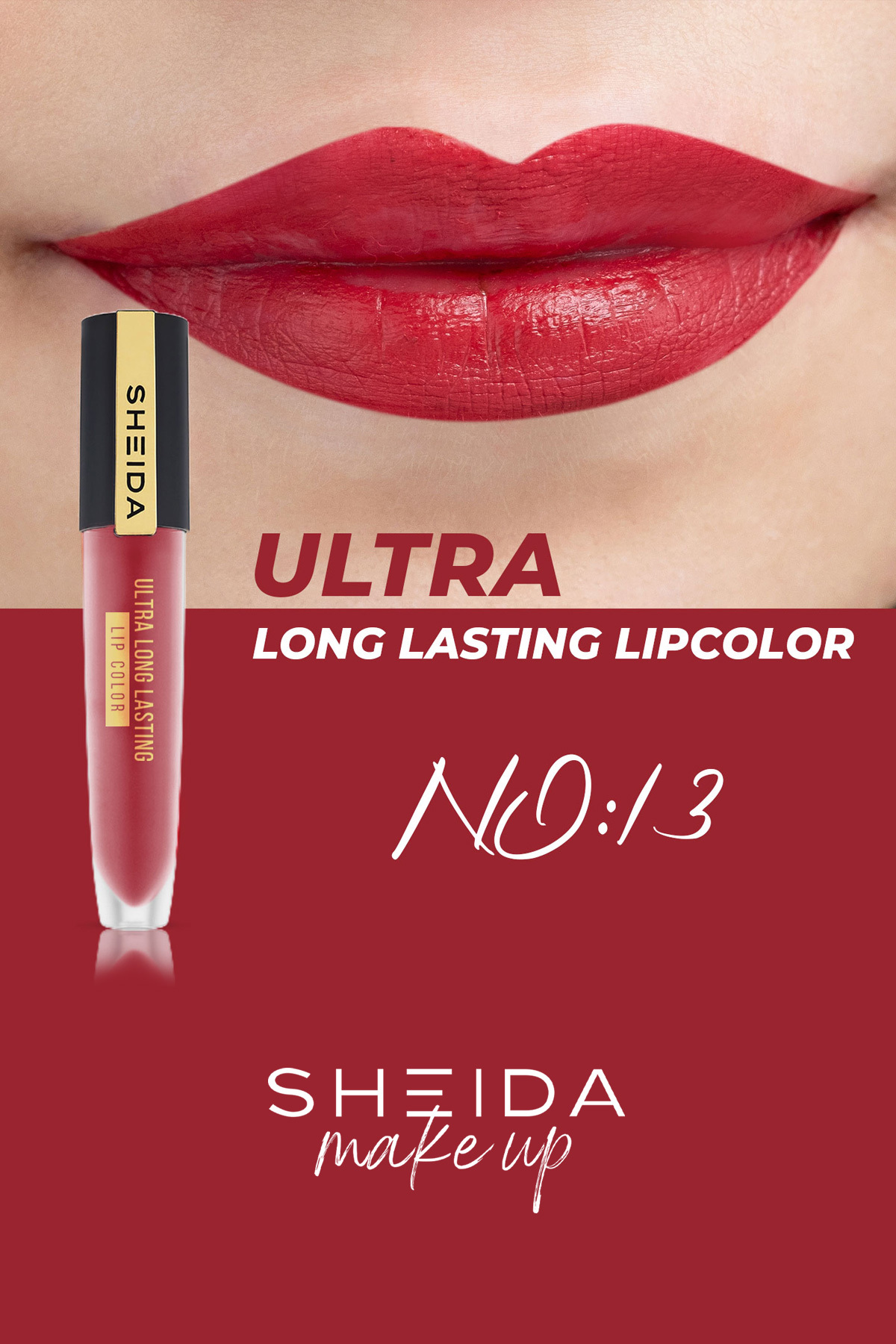 Sheida Long Lasting Uzun Süre Kalıcı Mat Likit Ruj - Yoğun Pigment & E Vitaminli Formül - No 13