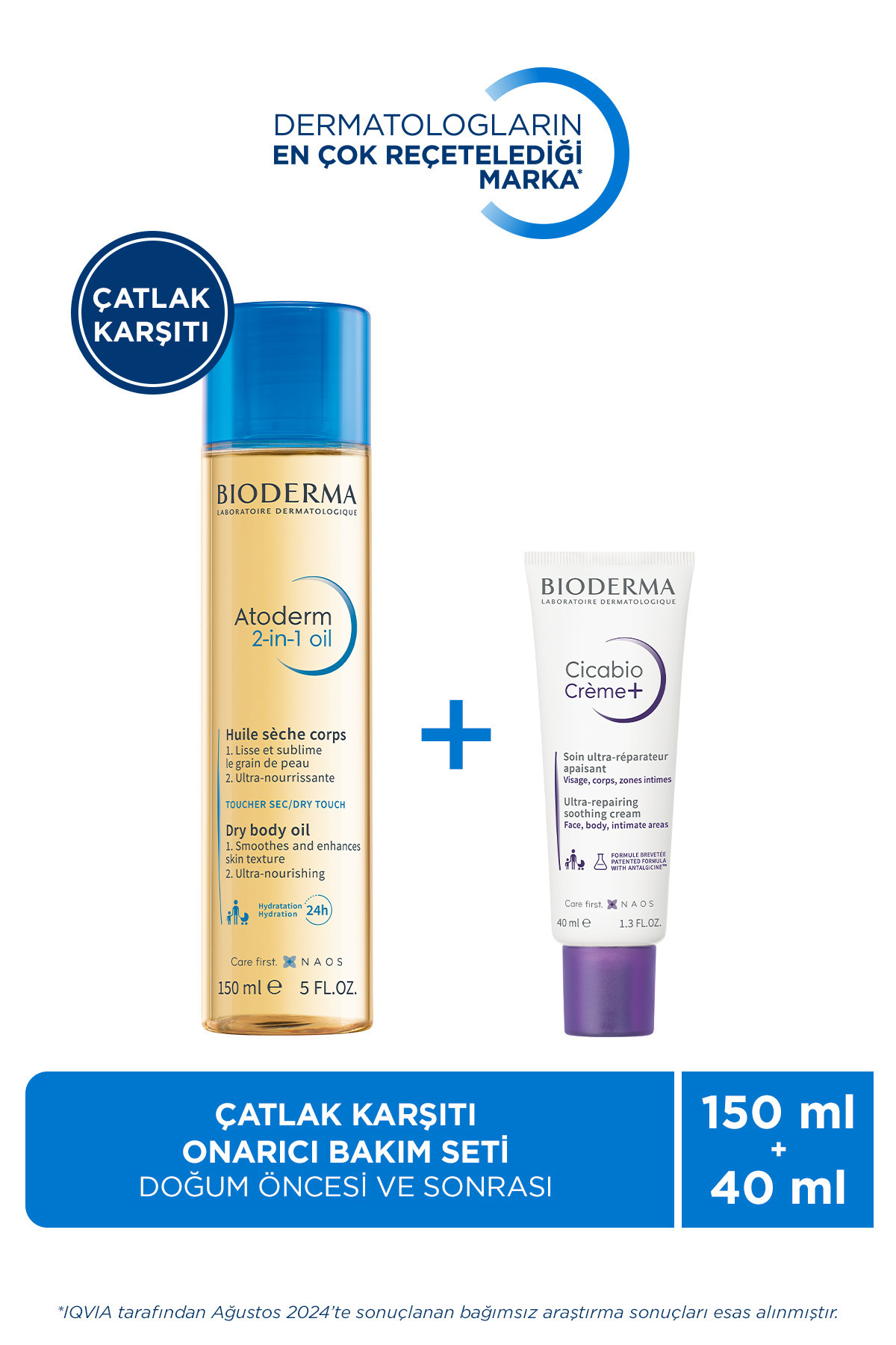 Bioderma Hamileler için Çatlak Önleyici Cilt Bakım Yağı ve Doğum Sonrası Onarıcı,Nemlendirici Cilt Bakım Seti