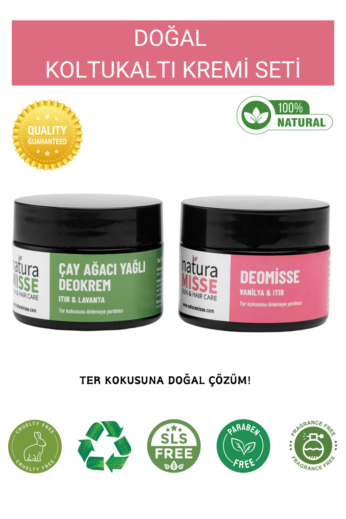 NaturaMisse Doğal Koltuk Altı Kremi Set Deokrem 50 ml Deomisse 50 ml Ter Kokusuna Doğal Çözüm