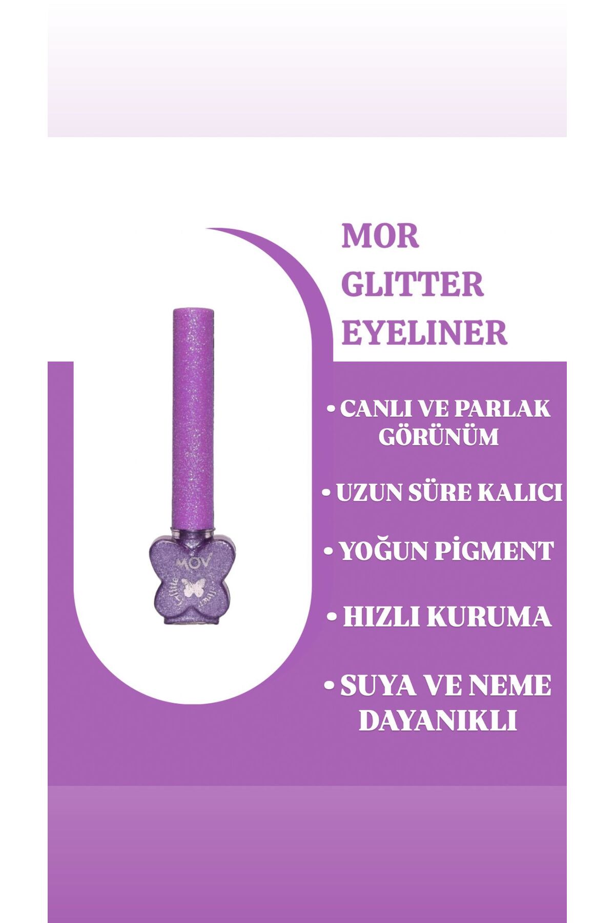 MOV Glitter Eyeliner MOR - Uzun Süre Kalıcı Göz Makyajı