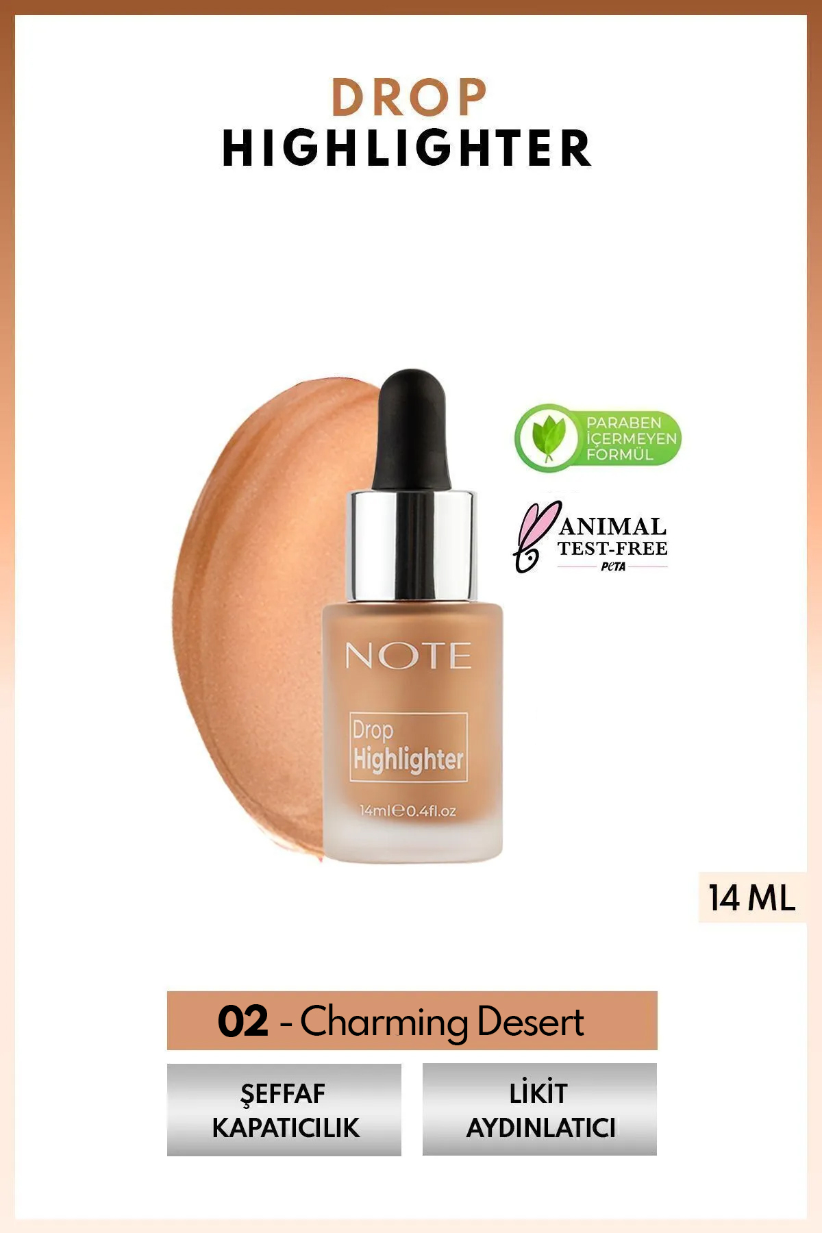 NOTE Drop Highlighter Işıltılı Likit Aydınlatıcı - 02 Charming Desert