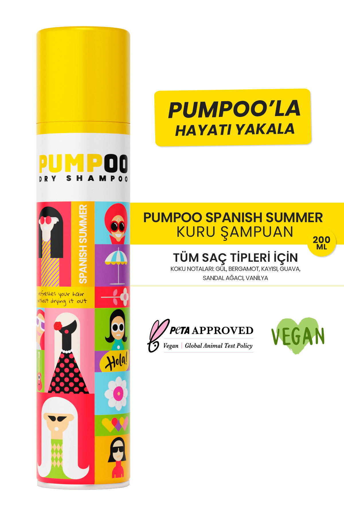 Pumpoo Spanish Summer Kuru Şampuan 200 ml | Ferah Saç Görünümü | Kalıntı Bırakmaz