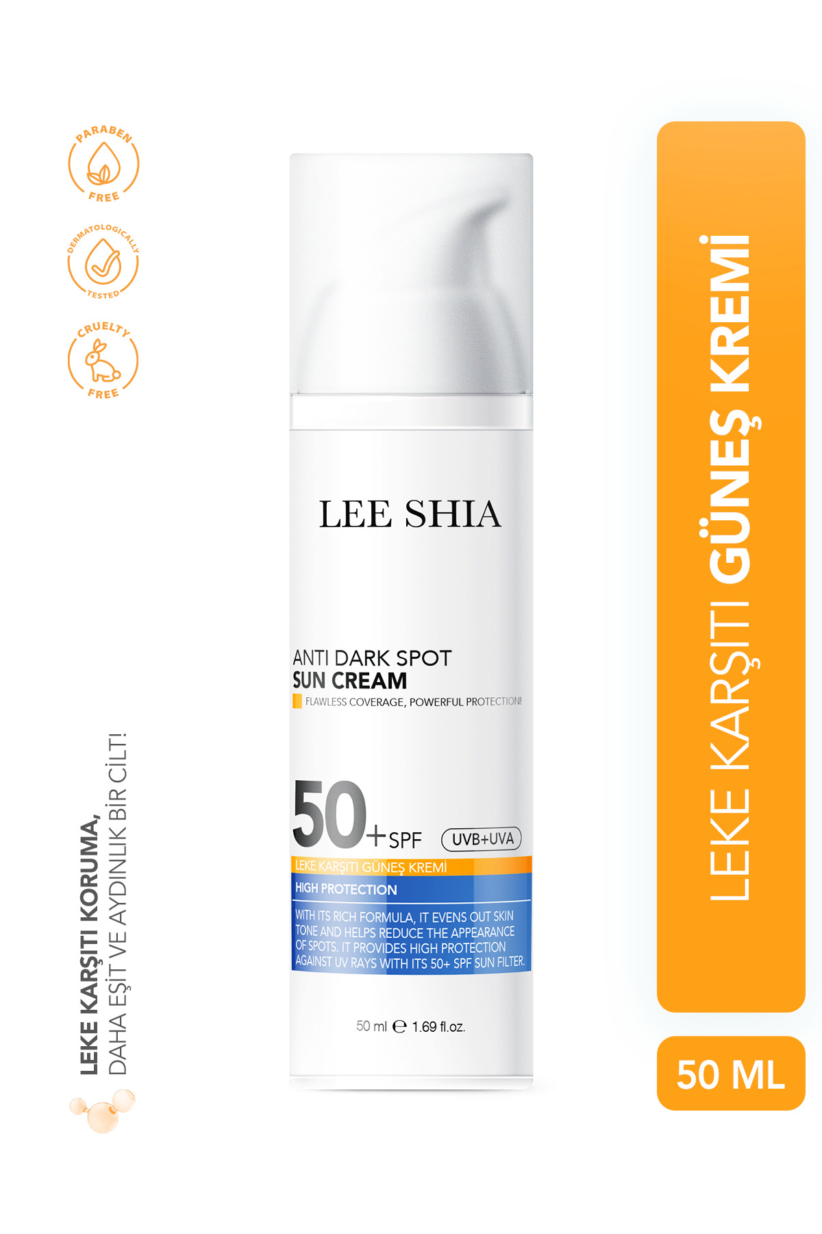 Lee Shia Leke Karşıtı Spf 50+ Yüksek Korumalı Güneş Kremi 50 Ml