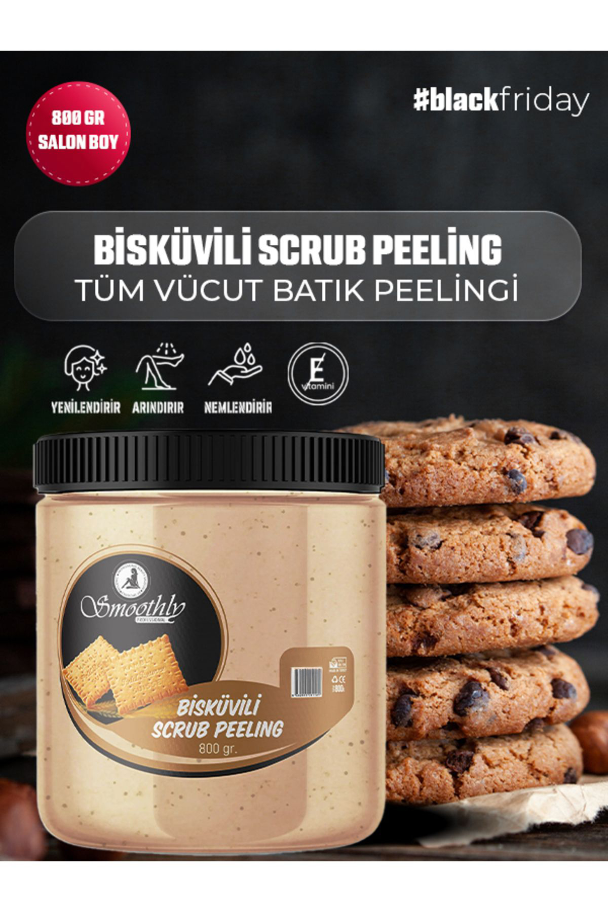 Smoothly Bisküvi Aromalı Canlandırıcı & Yumuşatıcı El Ayak Ve Vücut Bakım Peelingi 800gr