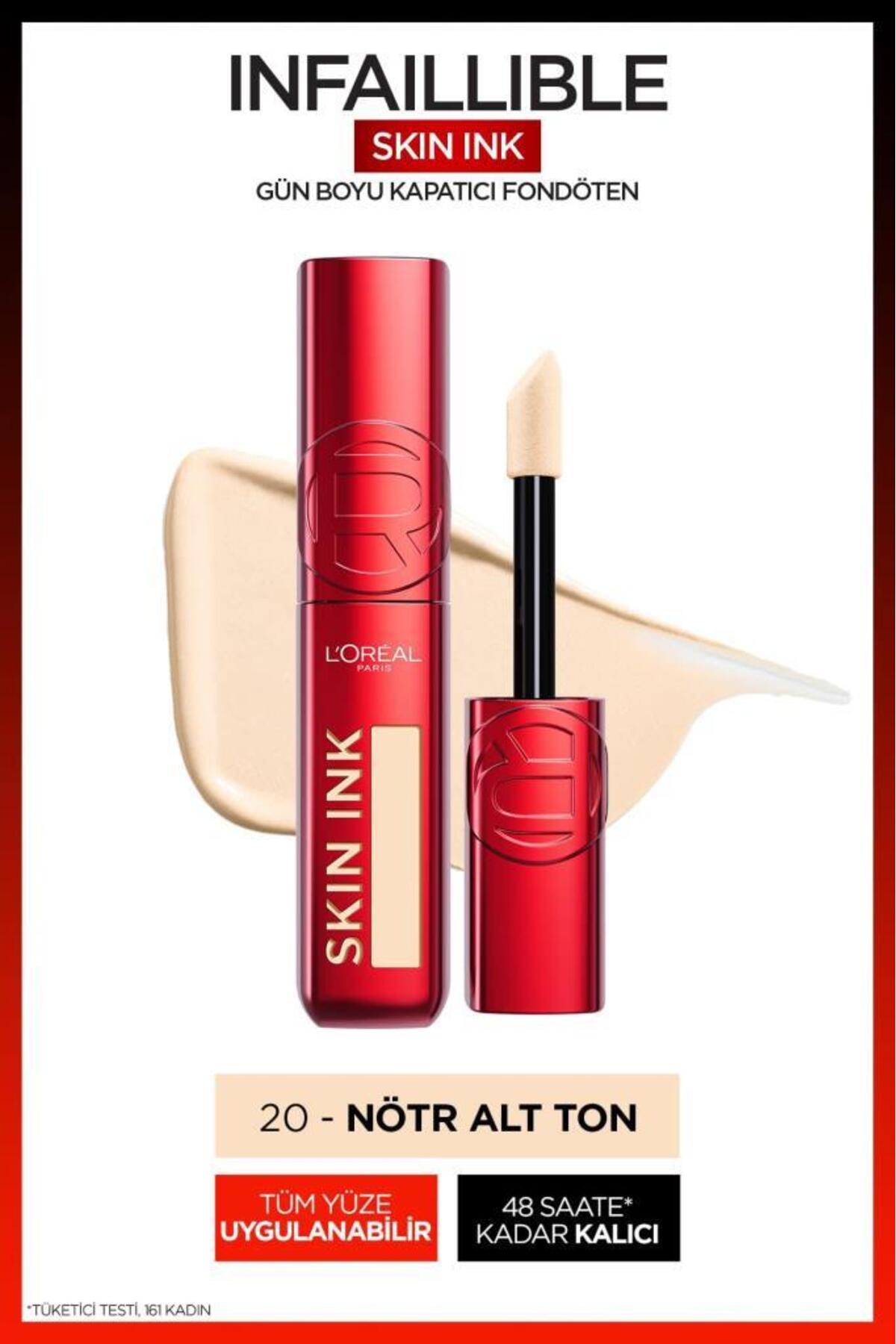 L'Oreal Paris Skin Ink Gün Boyu Kapatıcı Fondöten - Nötr Alt Ton 20