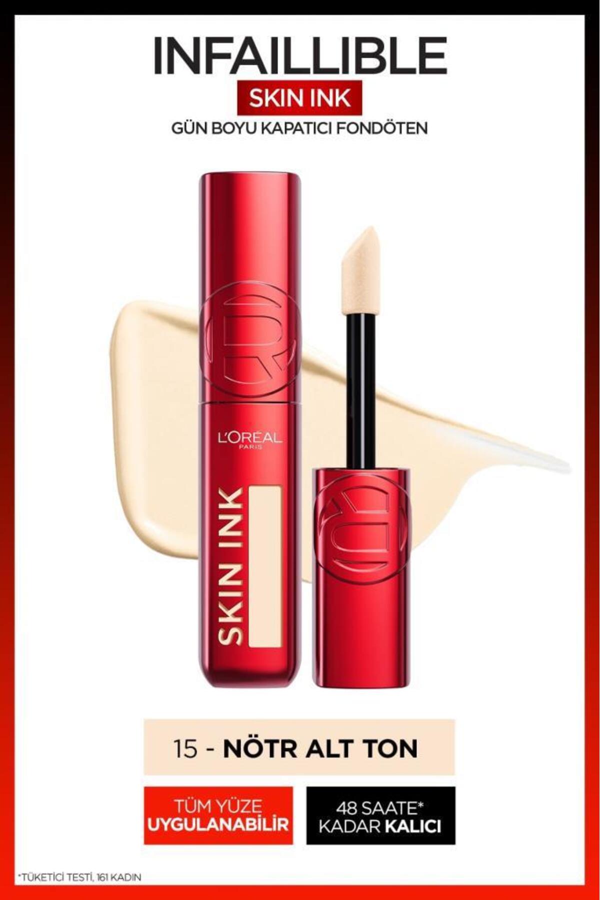 L'Oreal Paris Skin Ink Gün Boyu Kapatıcı Fondöten - Nötr Alt Ton 15