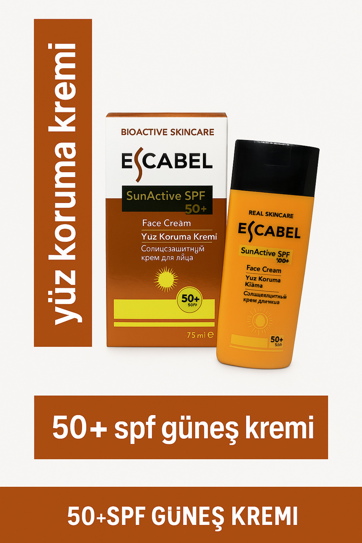 Escabel Leke Karşıtı 50 Spf Yüksek Korumalı 75ml Yüz Güneş Kremi