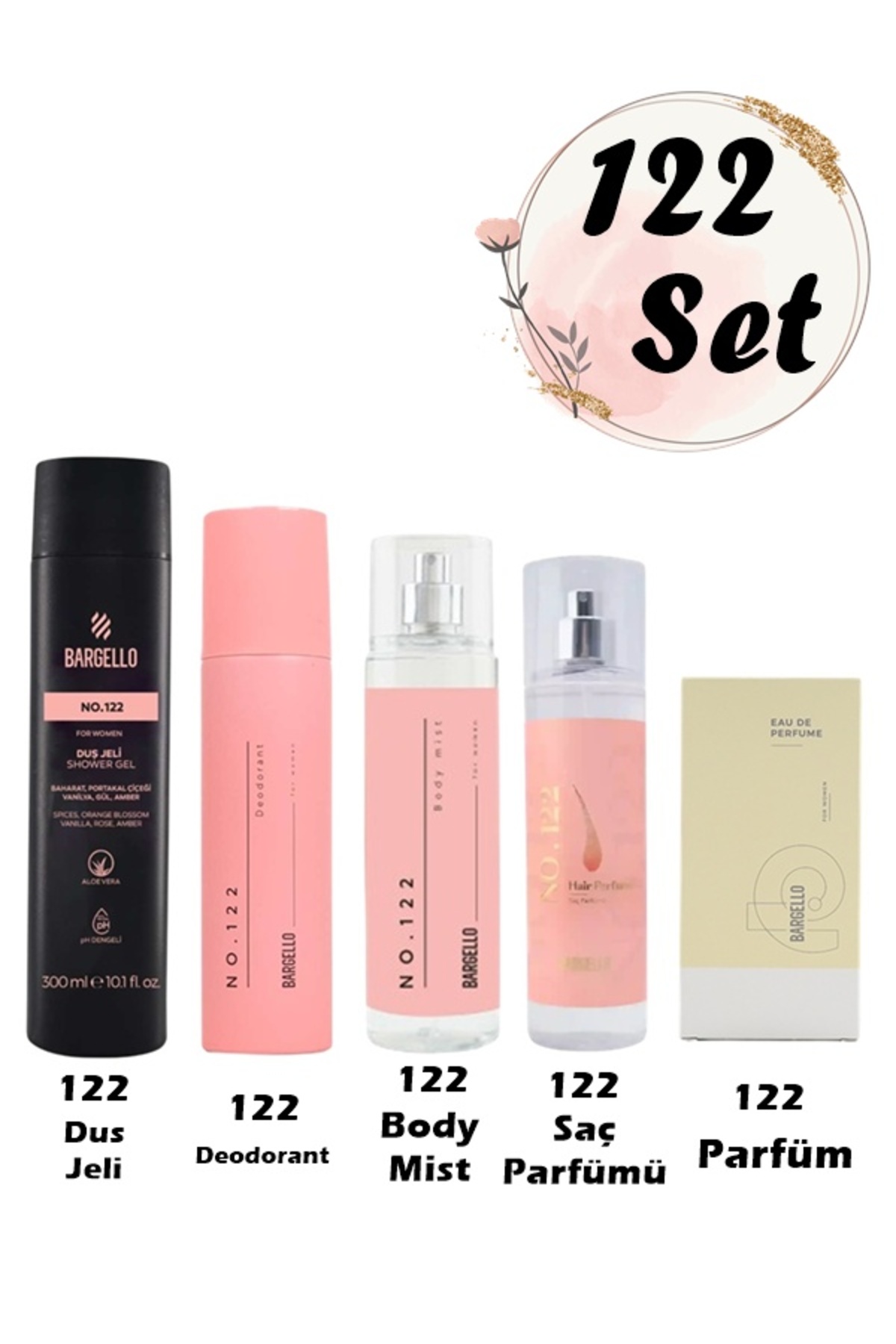 Bargello 122 Set ( Parfüm - Saç Parfümü - Body Mist - Deodorant - Duş Jeli)