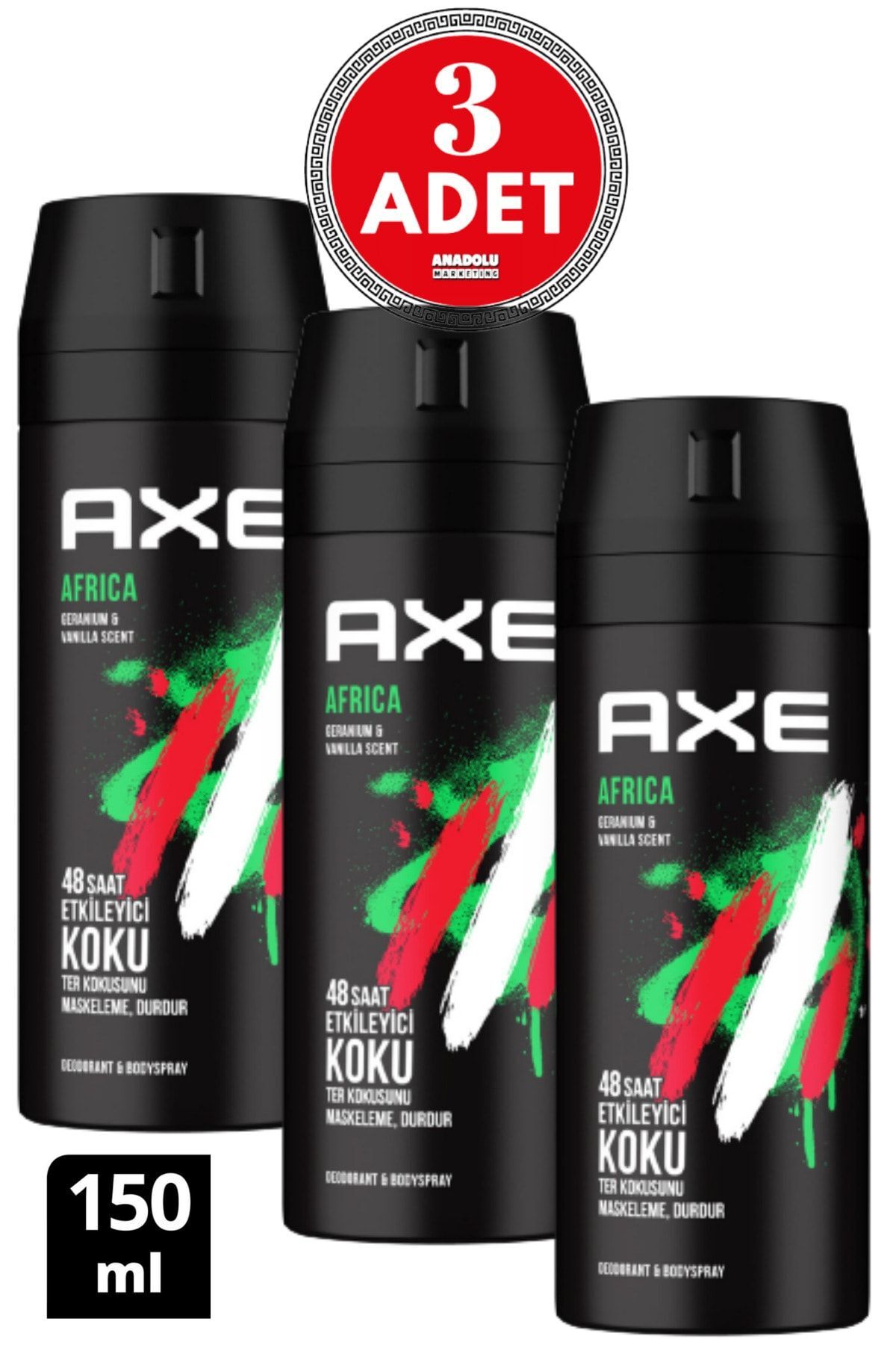 Axe Africa Erkek Sprey Deodorant 150 ml 3 Adet