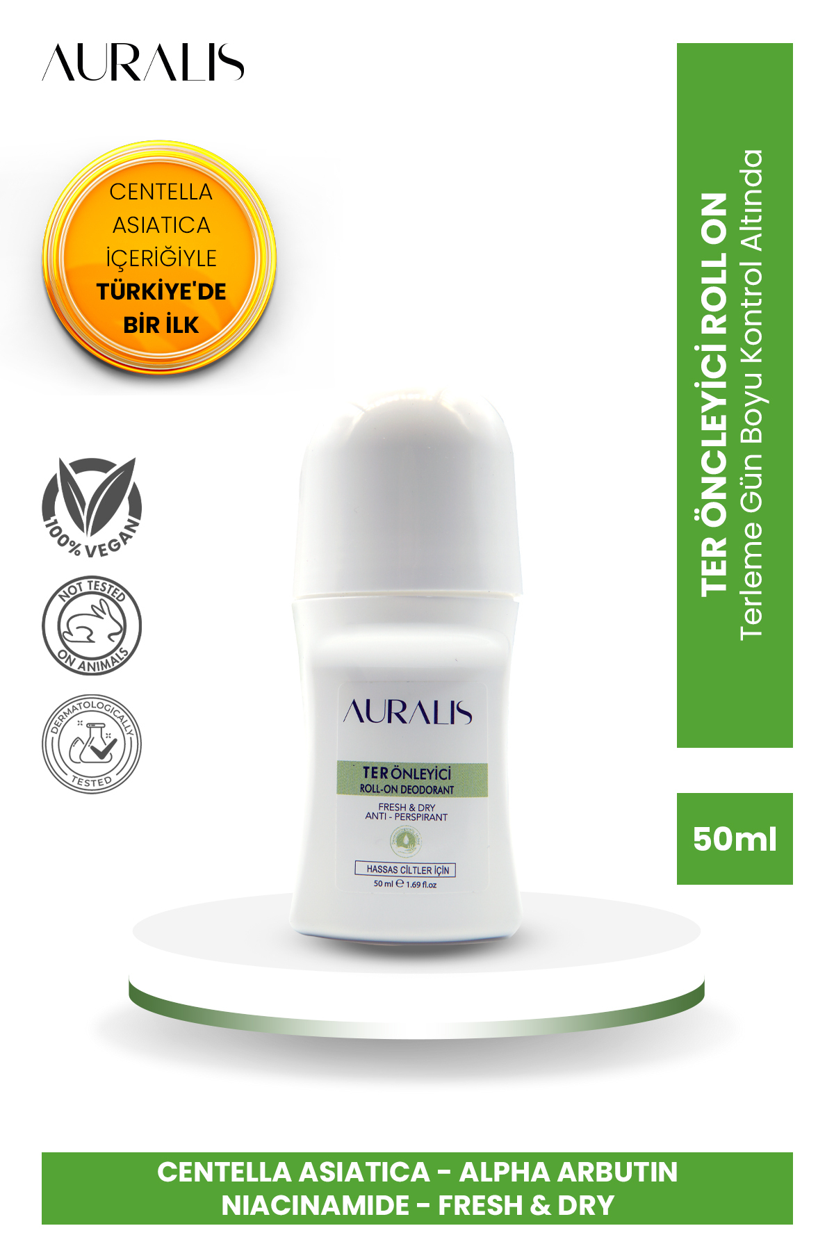 Auralis Beyazlatıcı Etkili Ter Önleyici Roll-On Antiperspirant Unisex 50 ml