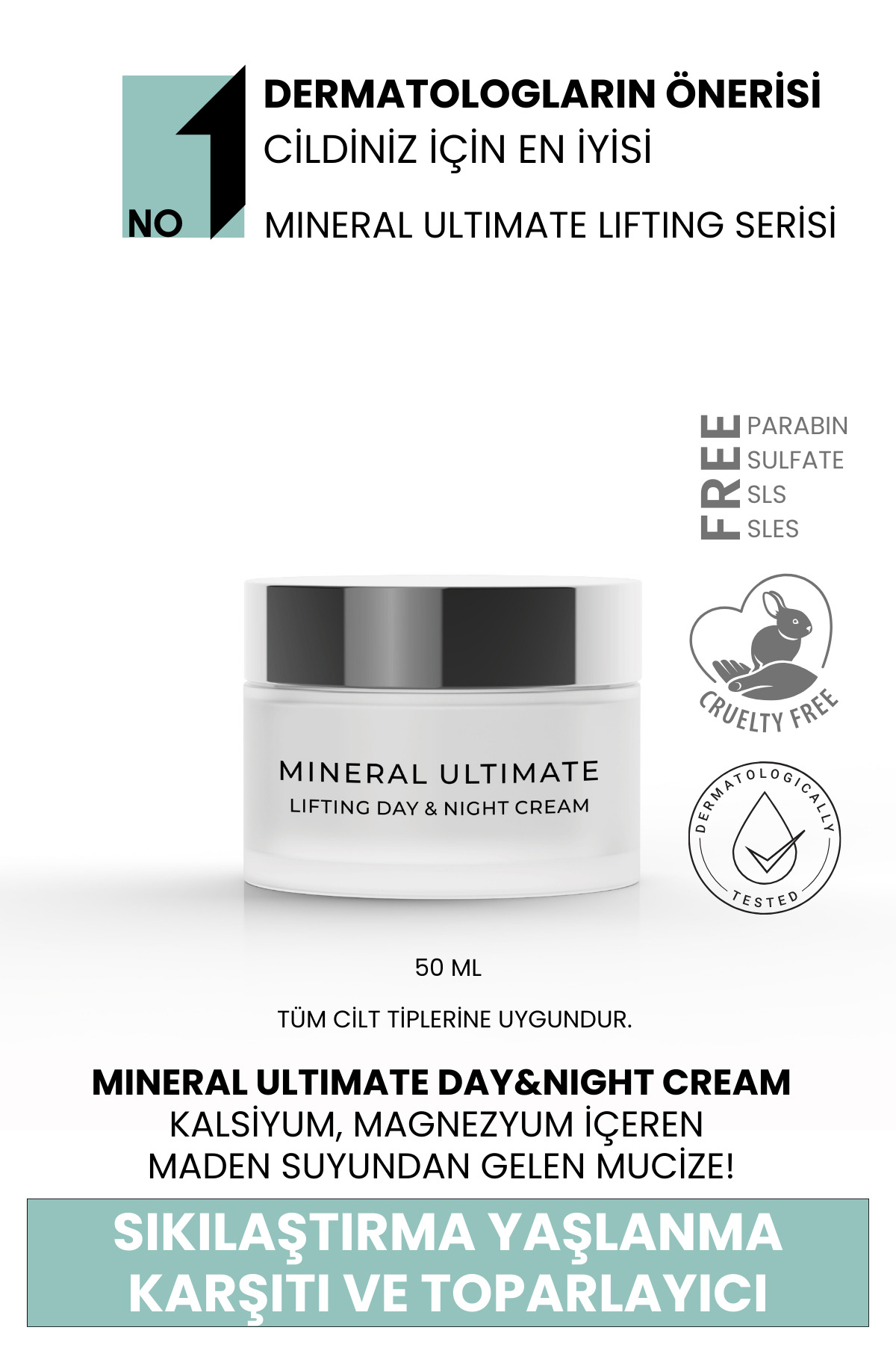 Sheida Mineral Ultimate Lifting Sıkılaştırıcı, Toparlayıcı Ve Yaşlanma Karşıtı Gece Gündüz Kremi - 50 ml
