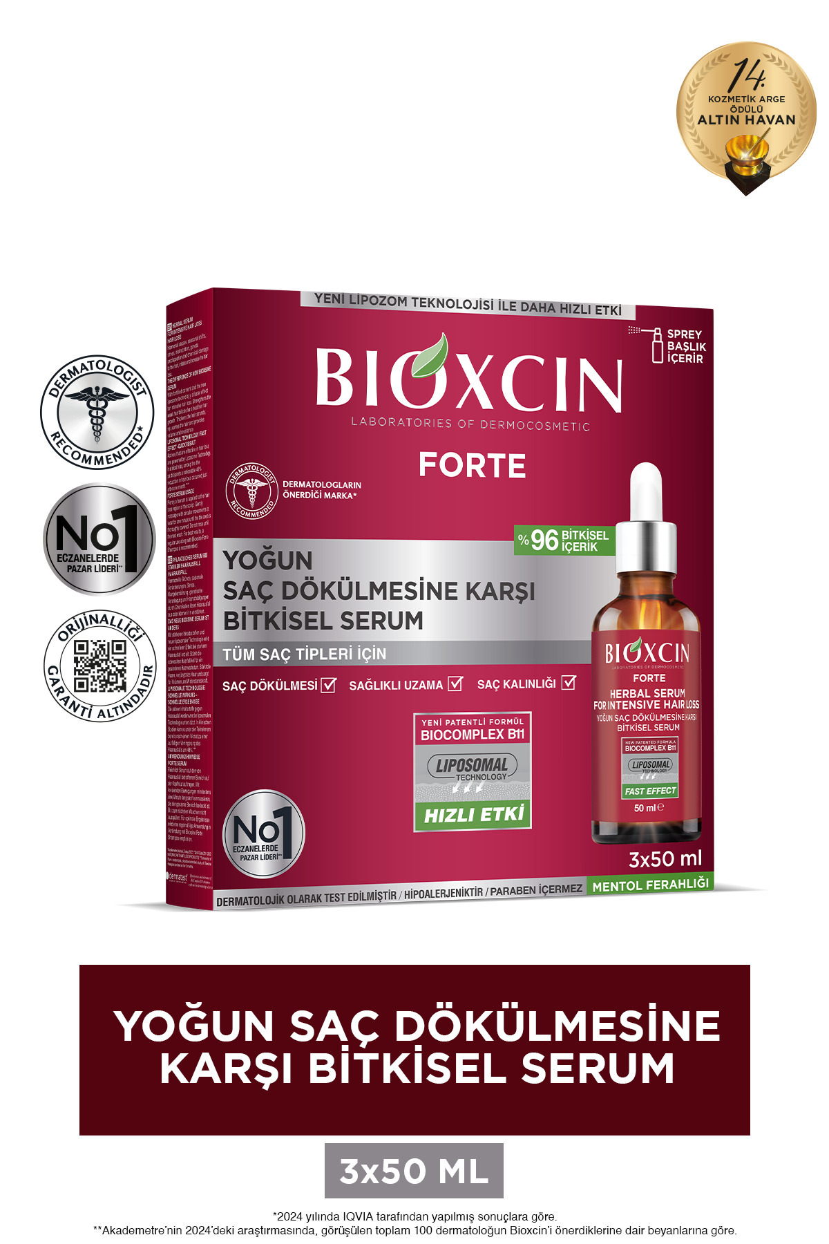 Bioxcin Forte Yoğun Saç Dökülmesine Karşı Bitkisel Serum 3x50ml - Saç Serumu