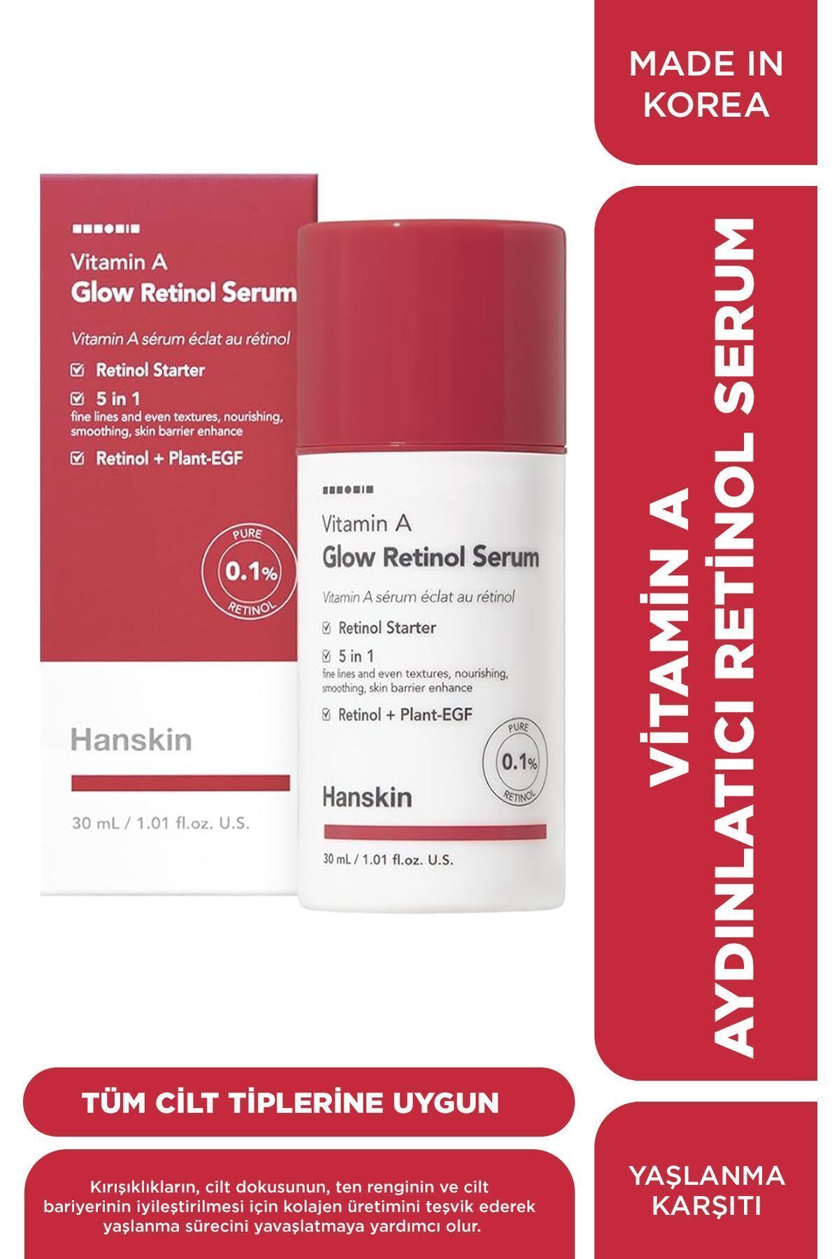 Hanskin Vitamin A Glow Retinol Serum-Yaşlanma Karşıtı-Ton Eşitleyici-Aydınlatıcı- 30 Ml