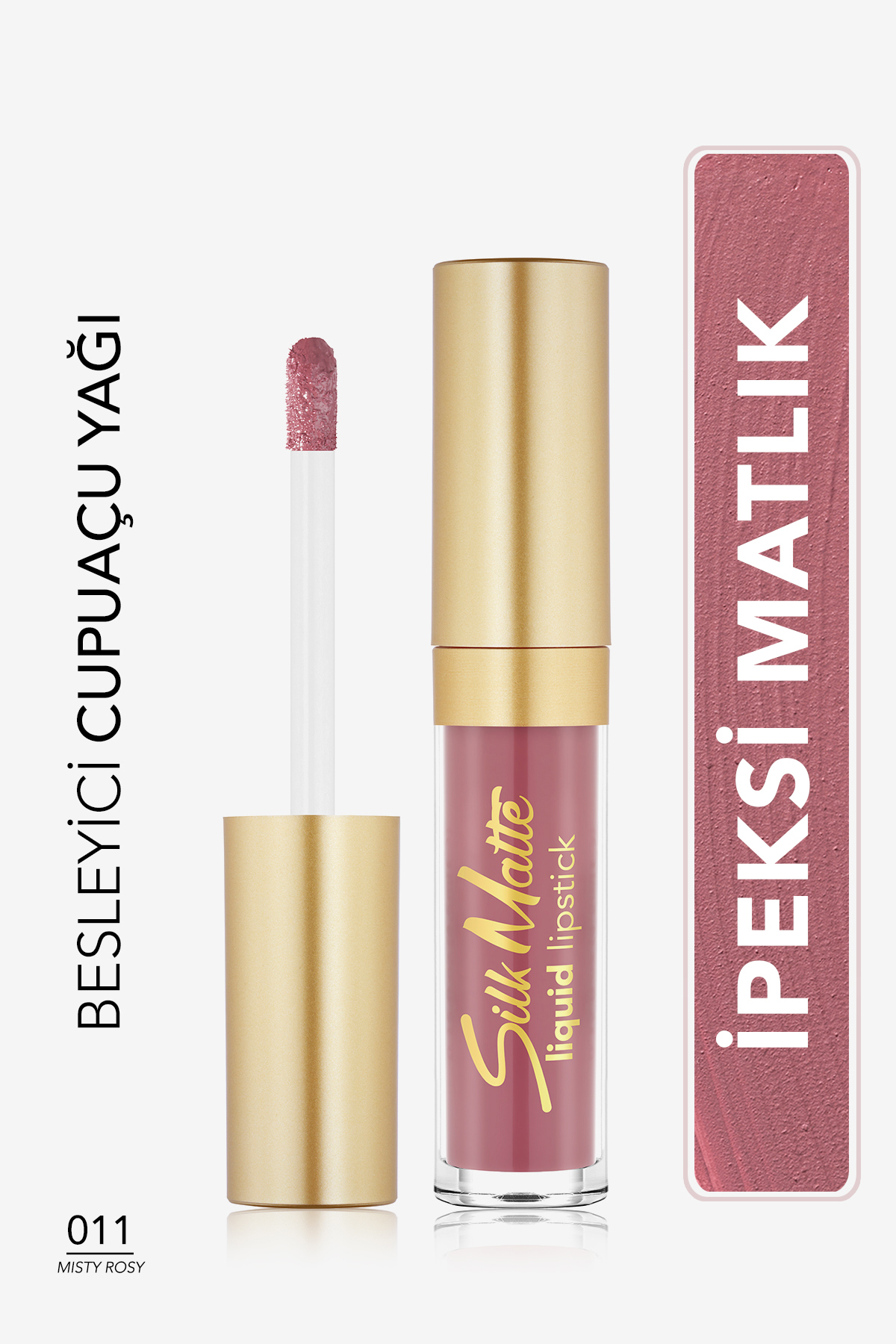 Flormar Kadife Dokulu Likit Mat Ruj - Silk Matte Liquid Lipstick - 011 MISTY ROSY - 8690604505388