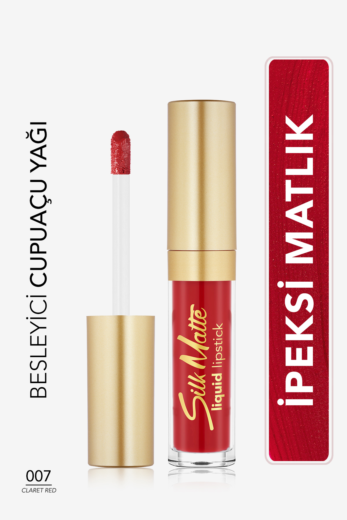Flormar Kadife Dokulu Likit Mat Ruj - Silk Matte Liquid Lipstick - 007 CLARET RED - 8690604397365