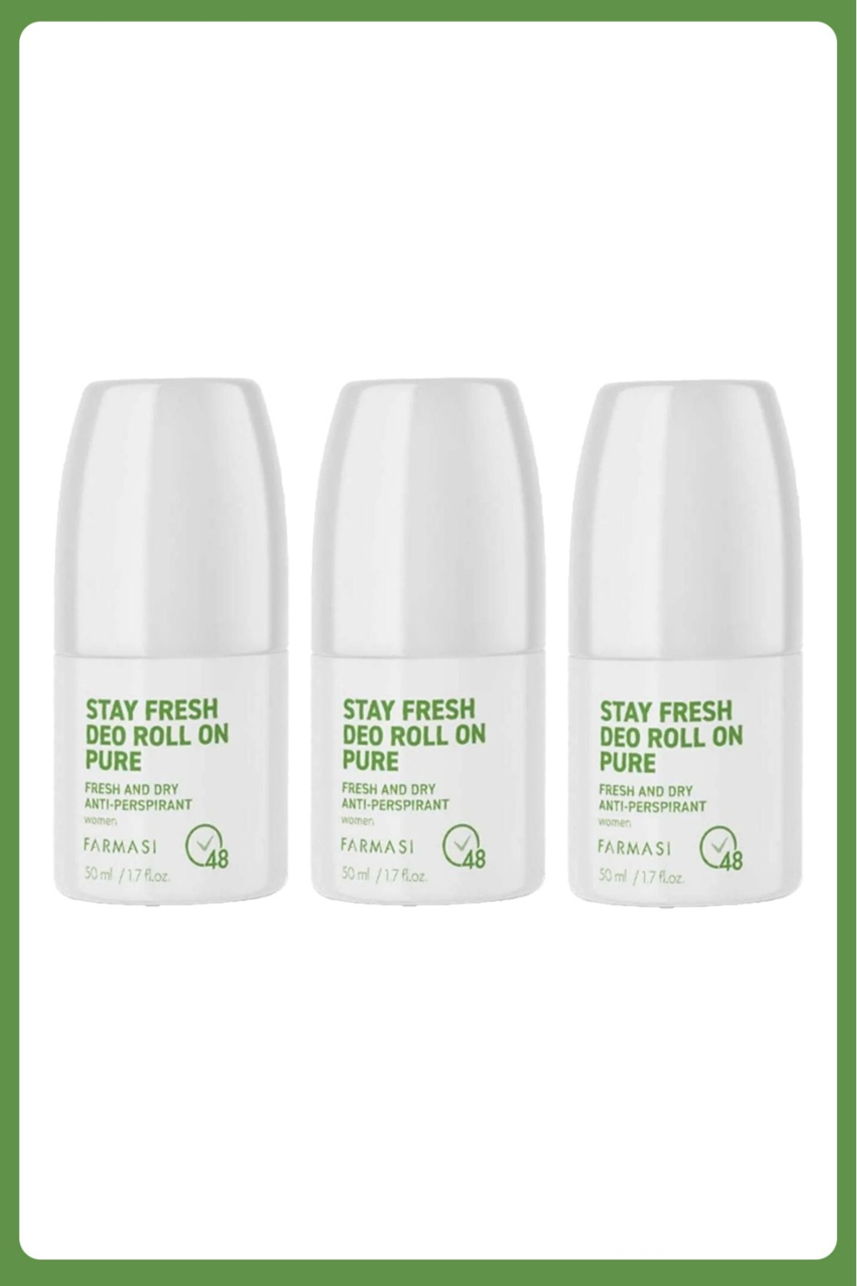 Farmasi Stay Fresh Deo Roll On Pure 50 Ml Kadın 3 Adet