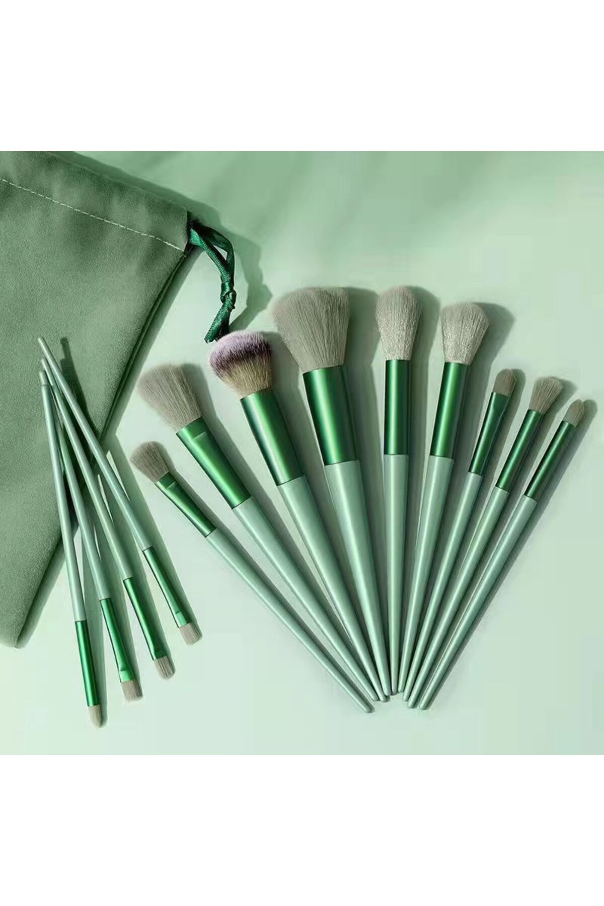 One Step Beauty 13 Adet Profesyonel Makyaj Fırça Seti Yeşil