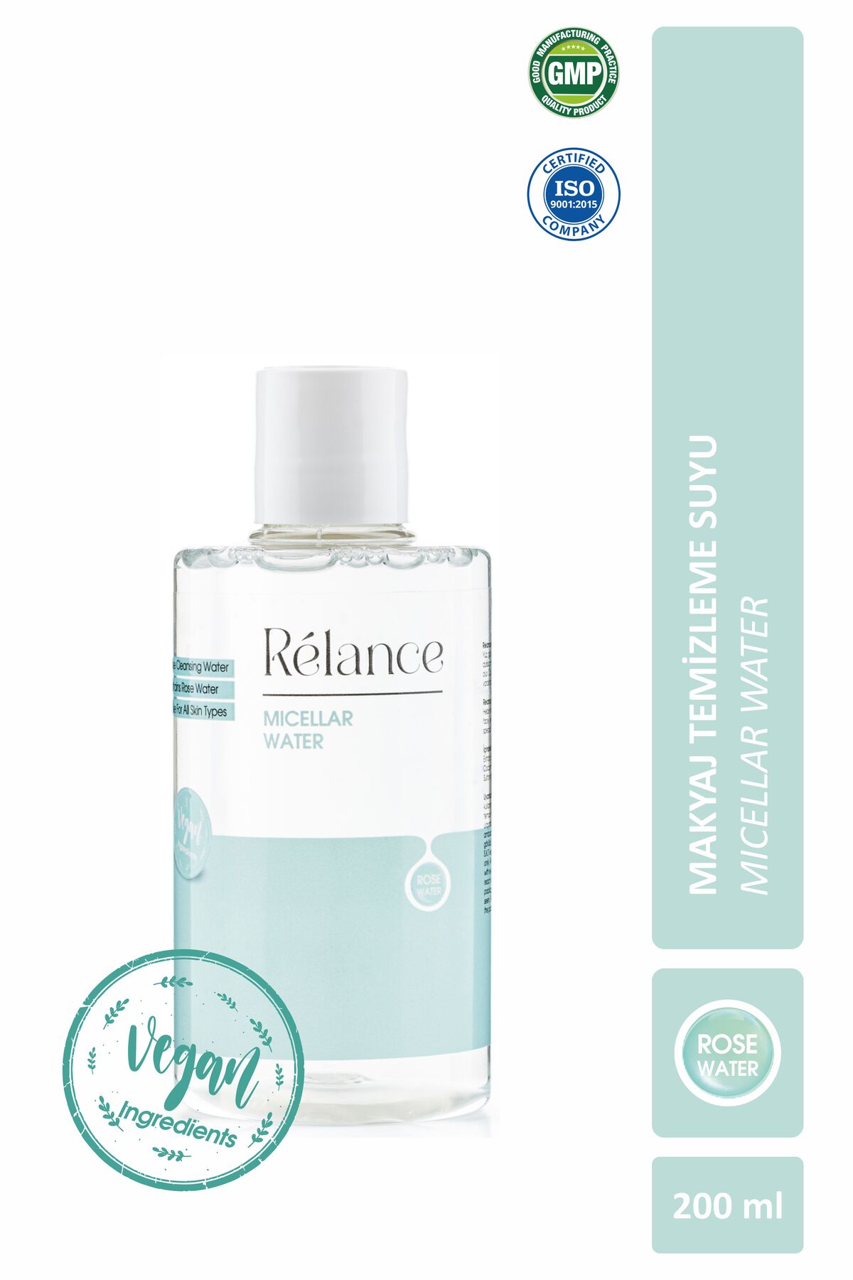 Relance Makyaj Temizleyici, Hassas Ve Normal Ciltler Için Micellar Makyaj Temizleme Suyu, Nemlendirici 200ml