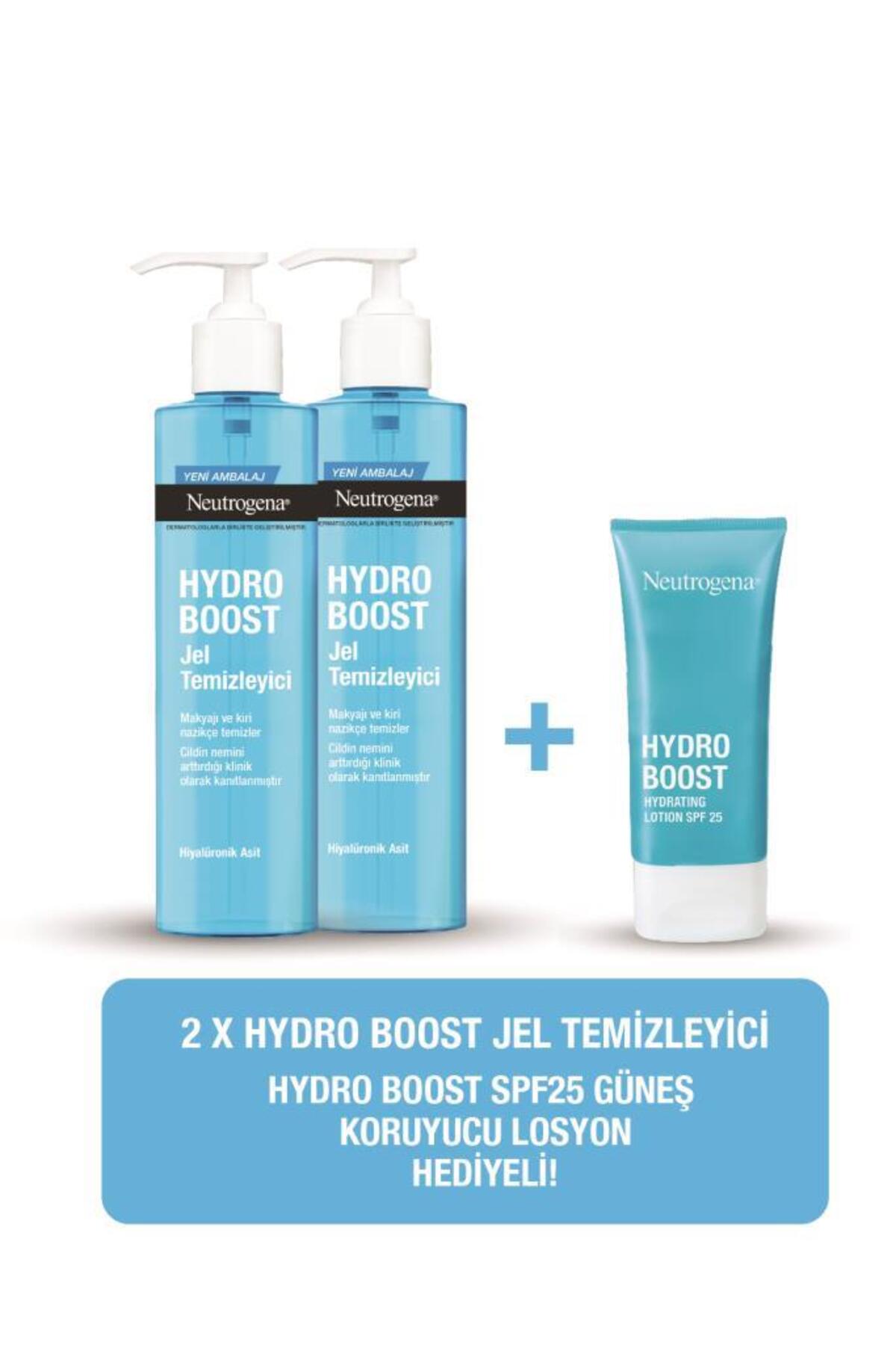 Neutrogena Hydro Boost Water Gel Jel Temizleyici 200 ml X 2 Adet + Hydro Boost SPF25 Nemlendirici Kr
