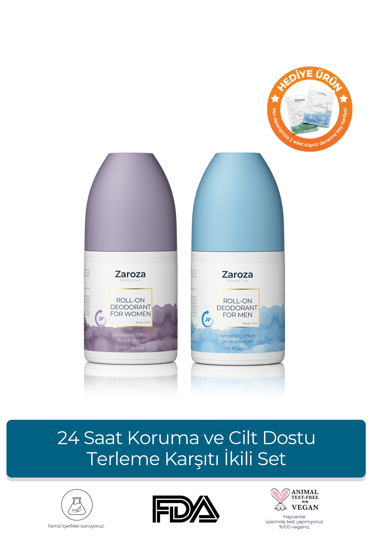 ZAROZA 24 Saat Koruma ve Cilt Dostu Terleme Karşıtı İkili Set