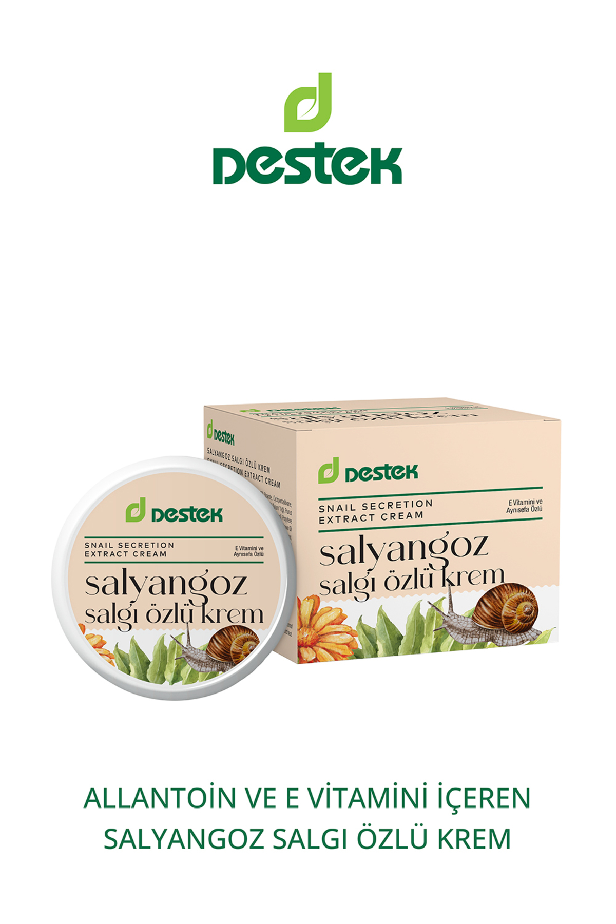 Destek Salyangoz Salgı Özlü Kırışıklık Karşıtı Snail Krem 45 ml