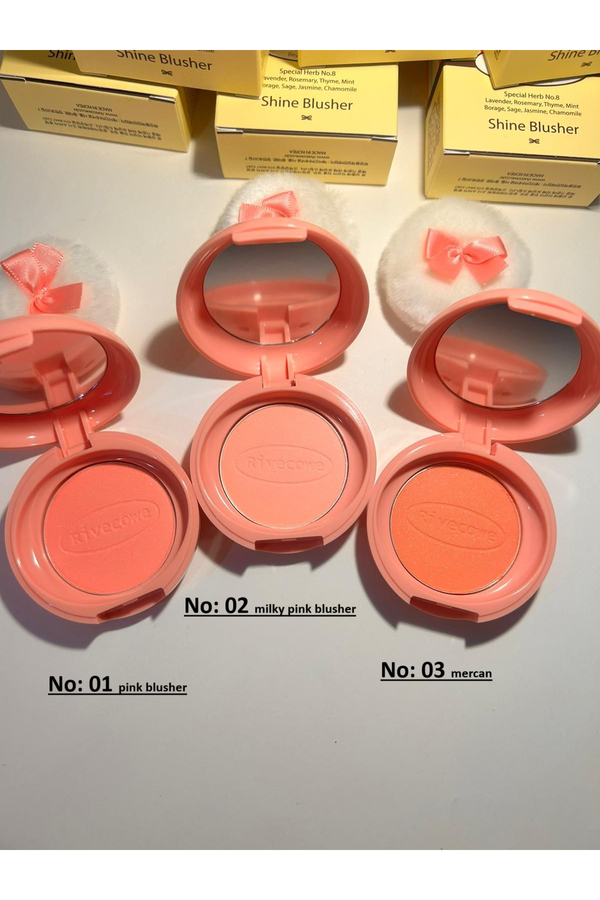RIVECOWE Parlatıcı Allık - Shine Blusher No:3 Mercan