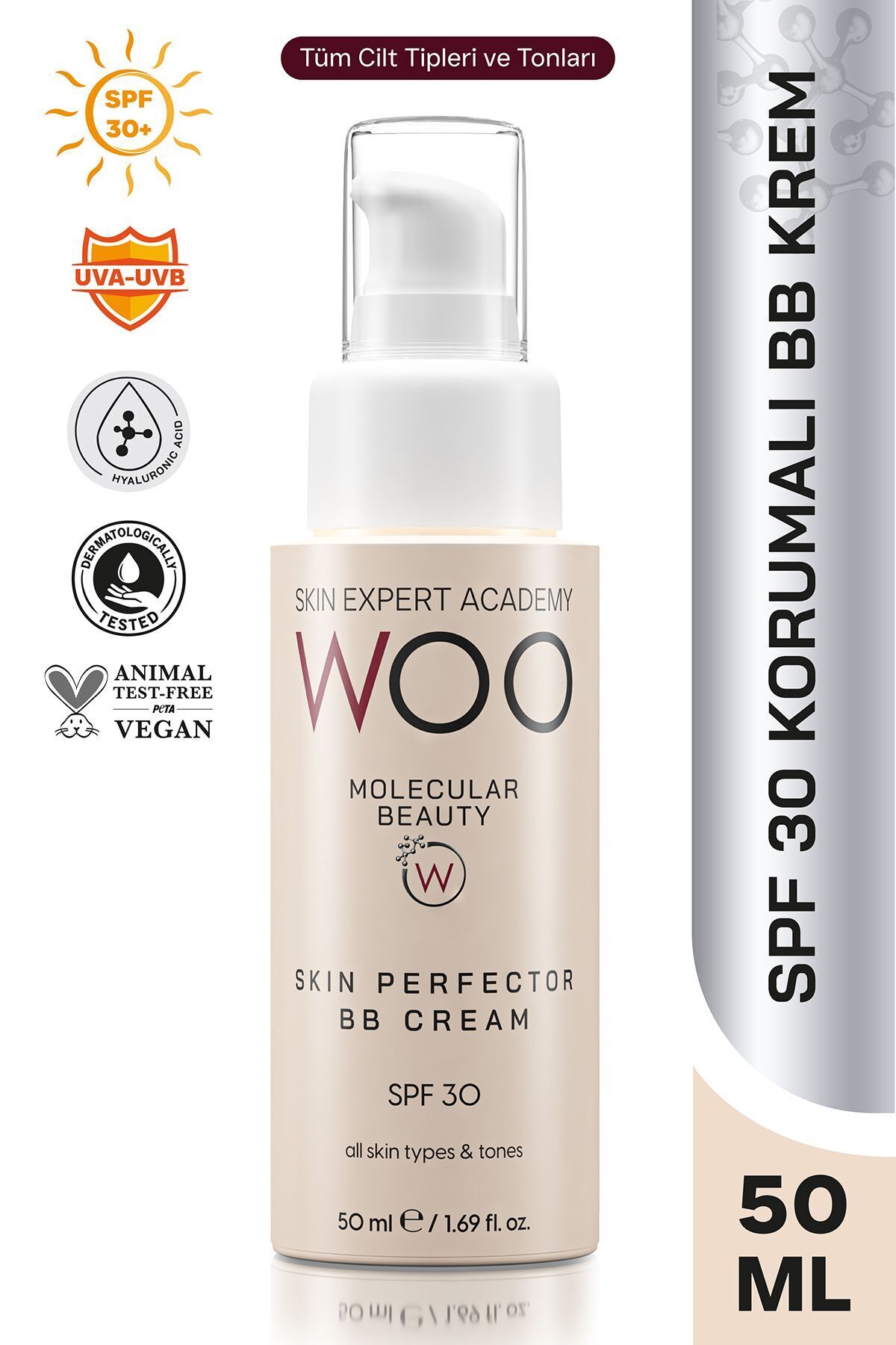 WOO Skin Expert Academy Skin Perfector Cilt Kusursuzlaştıcı, Ton Eşitleyici Kapatıcı SPF 30 Güneş Korumalı BB Yüz Kremi 50ml