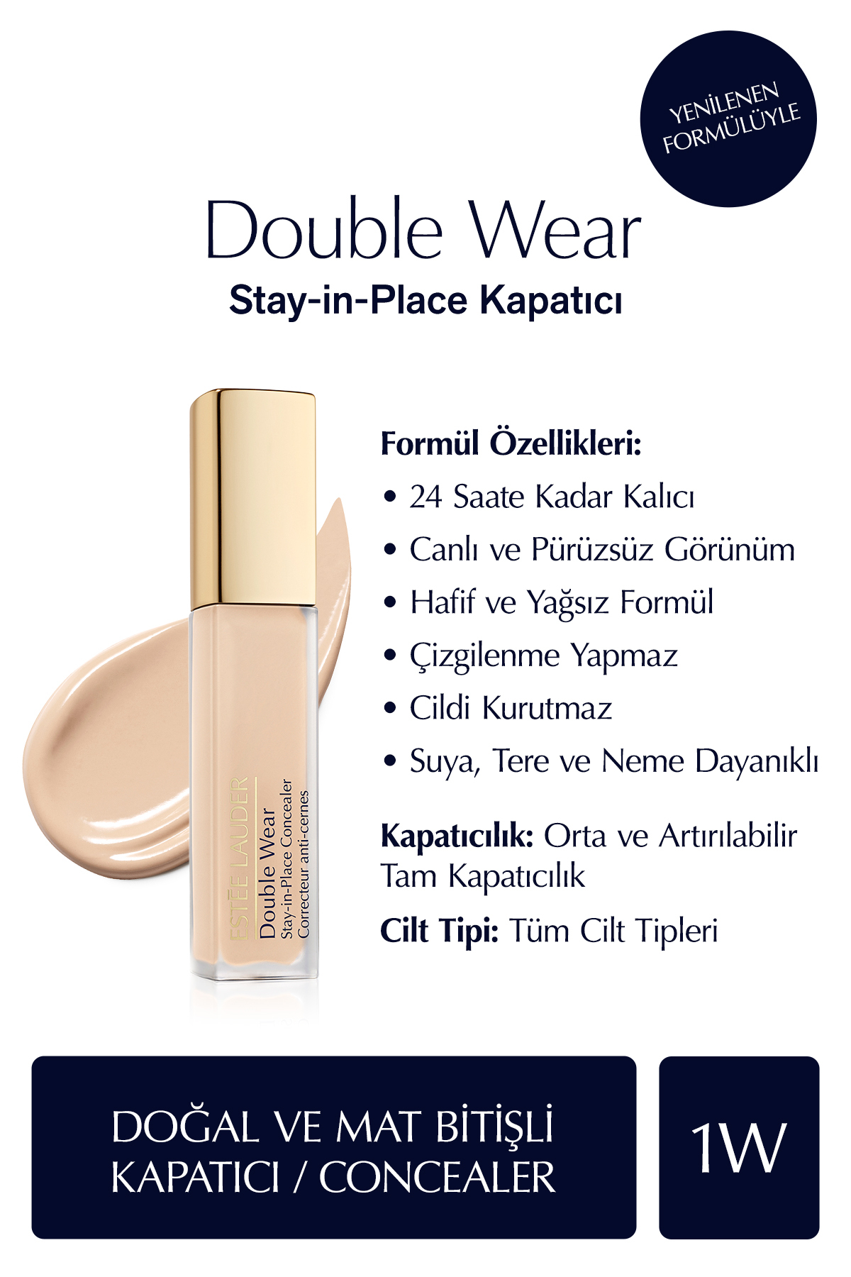 Estee Lauder Kapatıcı - Double Wear Stay-in-place Concealer - Renk: 1w Light (WARM) 12ml