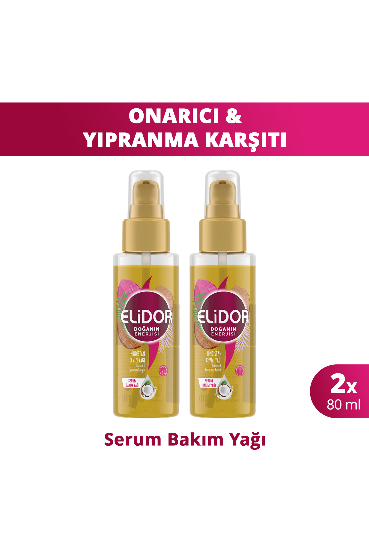 Elidor Doğanın Enerjisi Serum Saç Bakım Yağı Hindistan Cevizi Yağı 80 ml X2 Adet