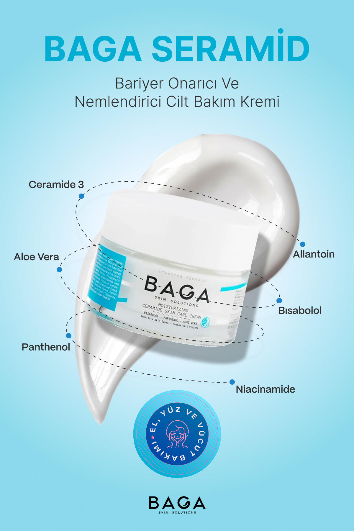 Baga Bariyer Onarıcı Ultra Nemlendirici Yara Yanık Sivilce Seramid Krem