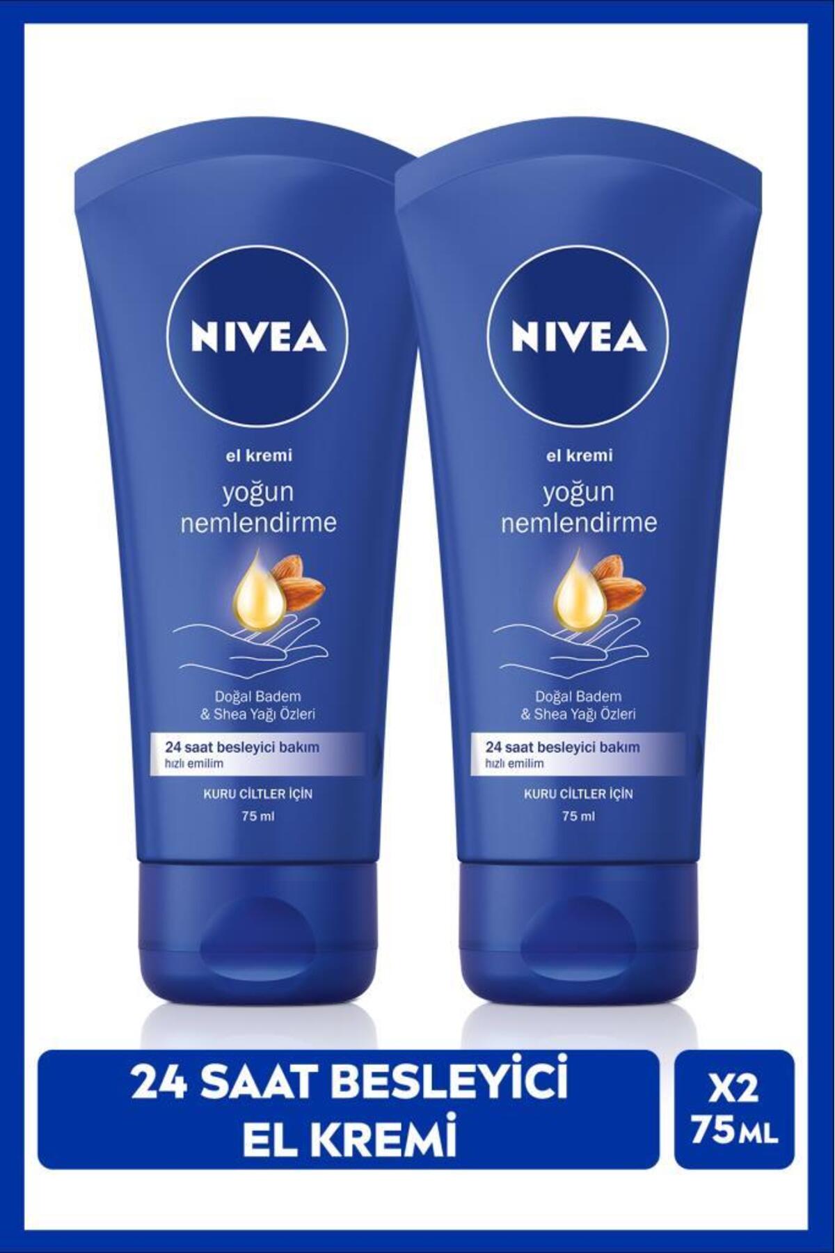 NIVEA Yoğun Nemlendirici El Bakım Kremi 75ml, Besleyici, Shea Yağı, Badem Yağı, Kuru Ciltler, X2 Adet