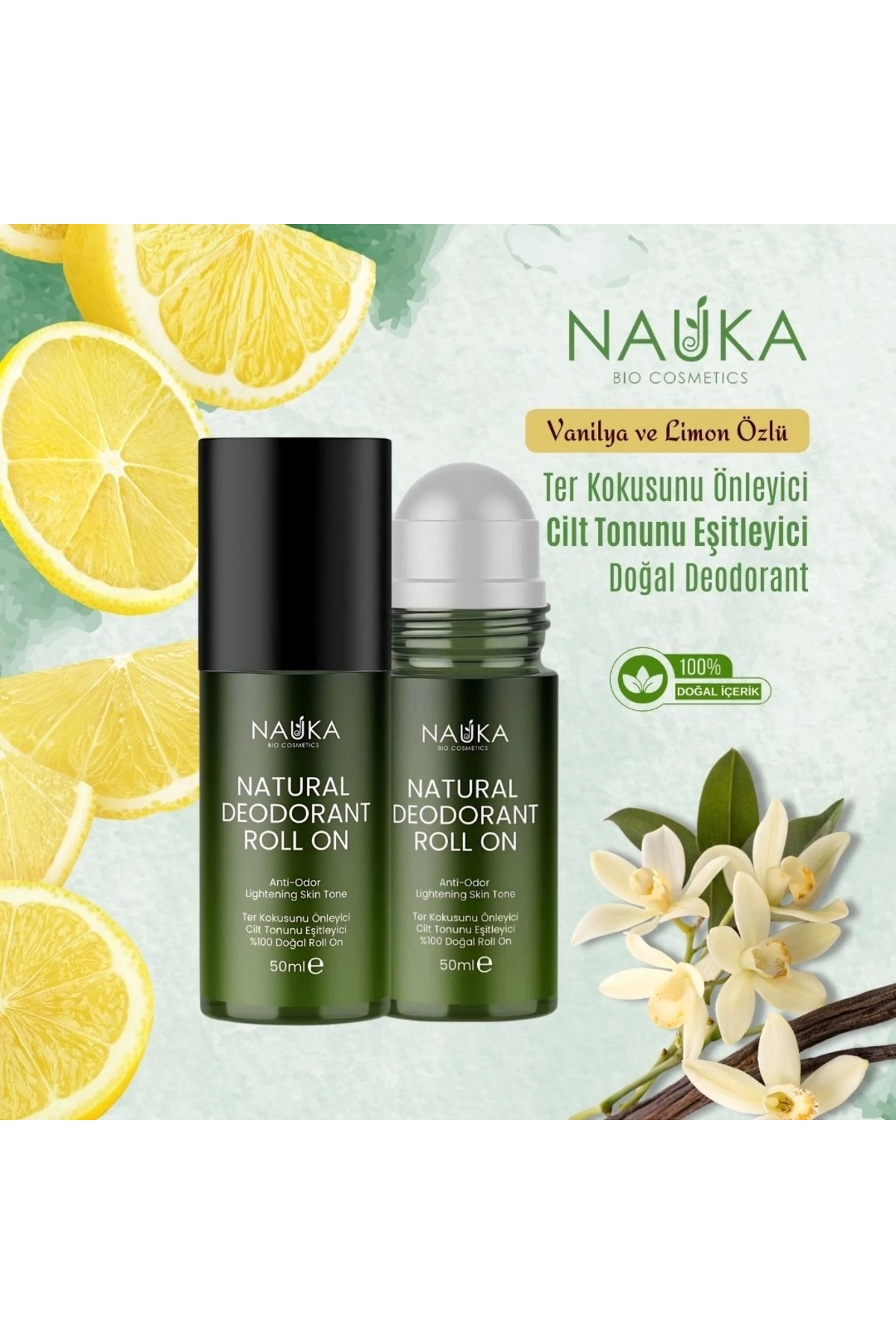 nauka NATURAL DEODORANT ROLL ON VANILLIA & LEMON