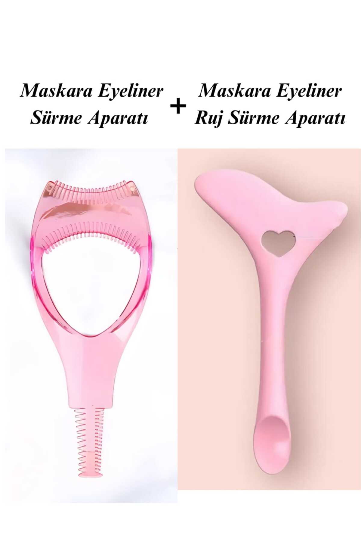 Vi Caro 2 li Set Kolay Maskara Rimel Ruj Eyeliner Çekme Aparatı + Maskara Rimel Sürme Aparatı Kirpik Fırçası