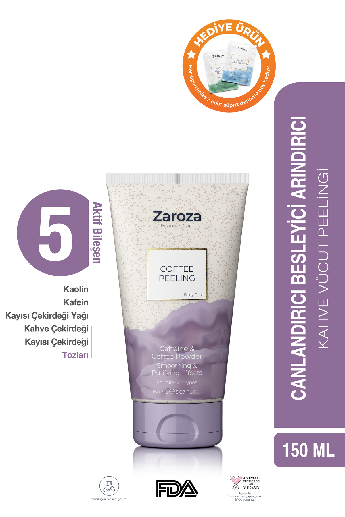 ZAROZA Kahve Peeling - Arındırıcı Ve Besleyici Vücut Için Coffee Peeling- 150 ml